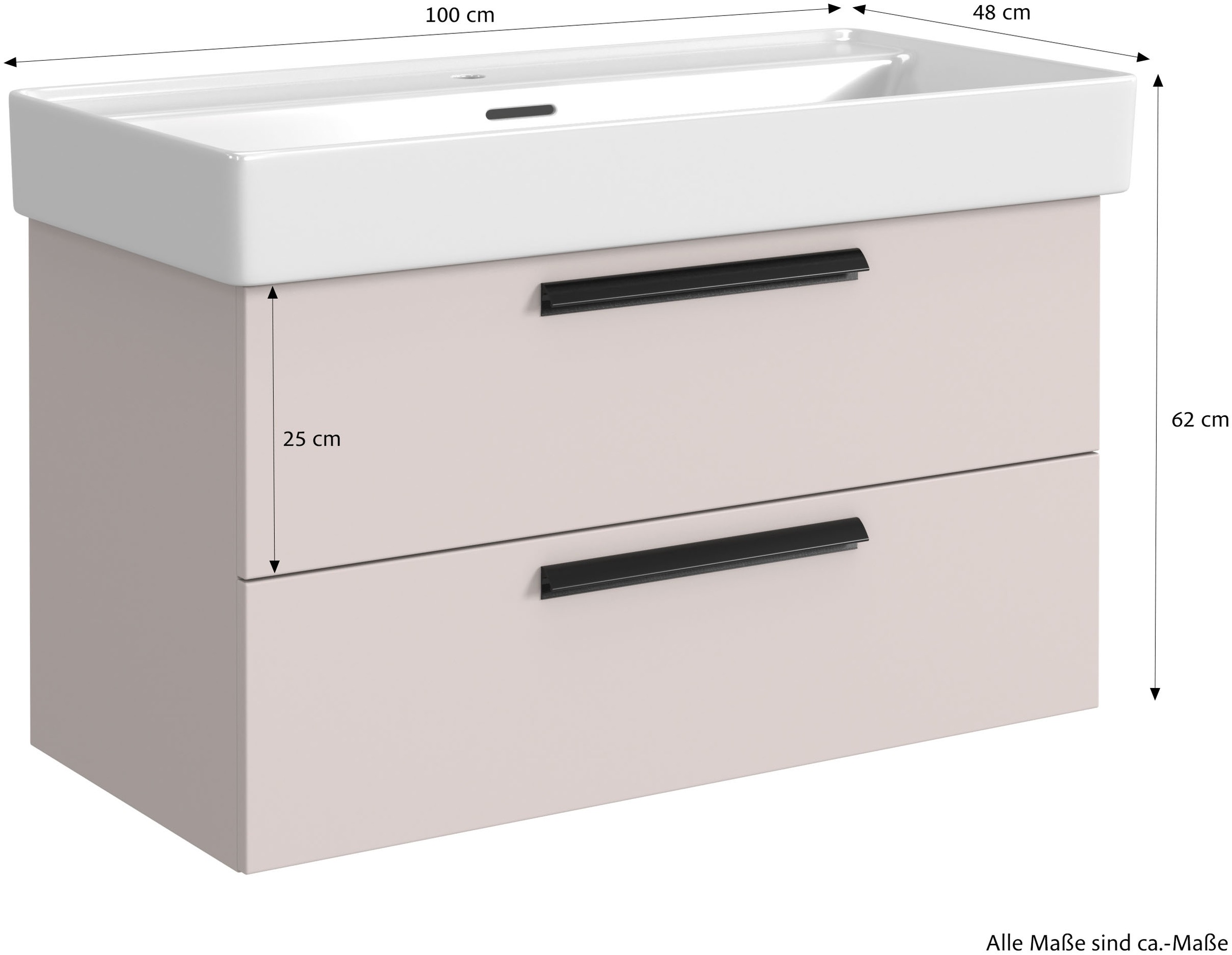welltime Badmöbel-Set »SALVADA, 5tlg-Set, gedämpfte Scharniere, Softclose, Keramikbecken« Maße (B/T/H): 180/47,5/200 cm, 