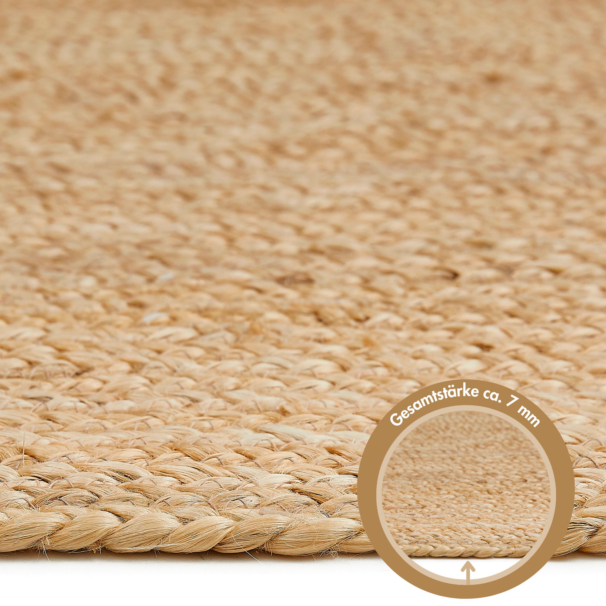 LUXOR living Teppich »Ibo, Juteteppich«, rechteckig, 7 mm Höhe, Wendeteppich, handgeflochten, Naturfaser, Boho-Style