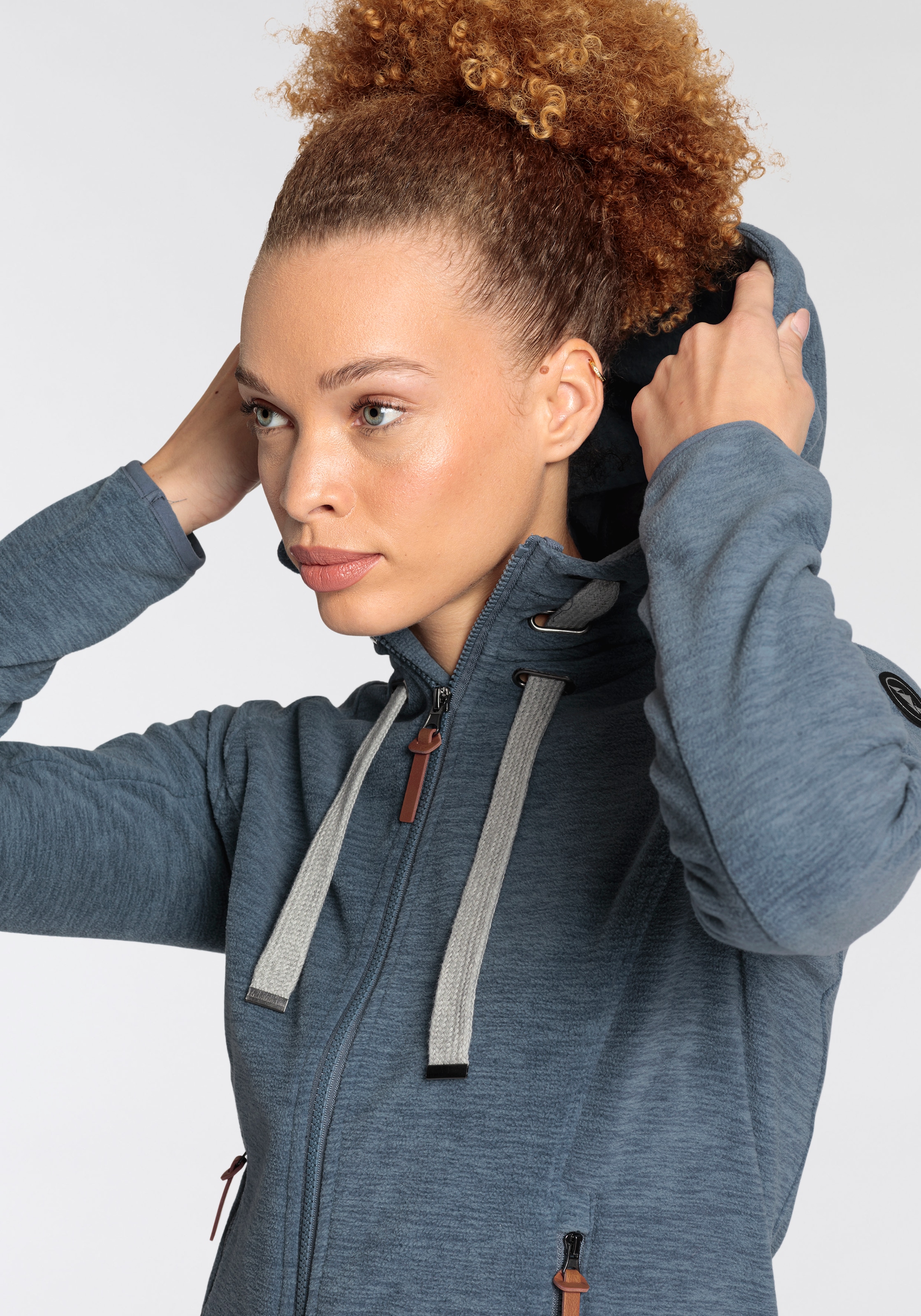 Polarino Fleecejacke, mit Kapuze, für kalte Tage, aus Fleece, mit Kapuze, atmungsaktiv