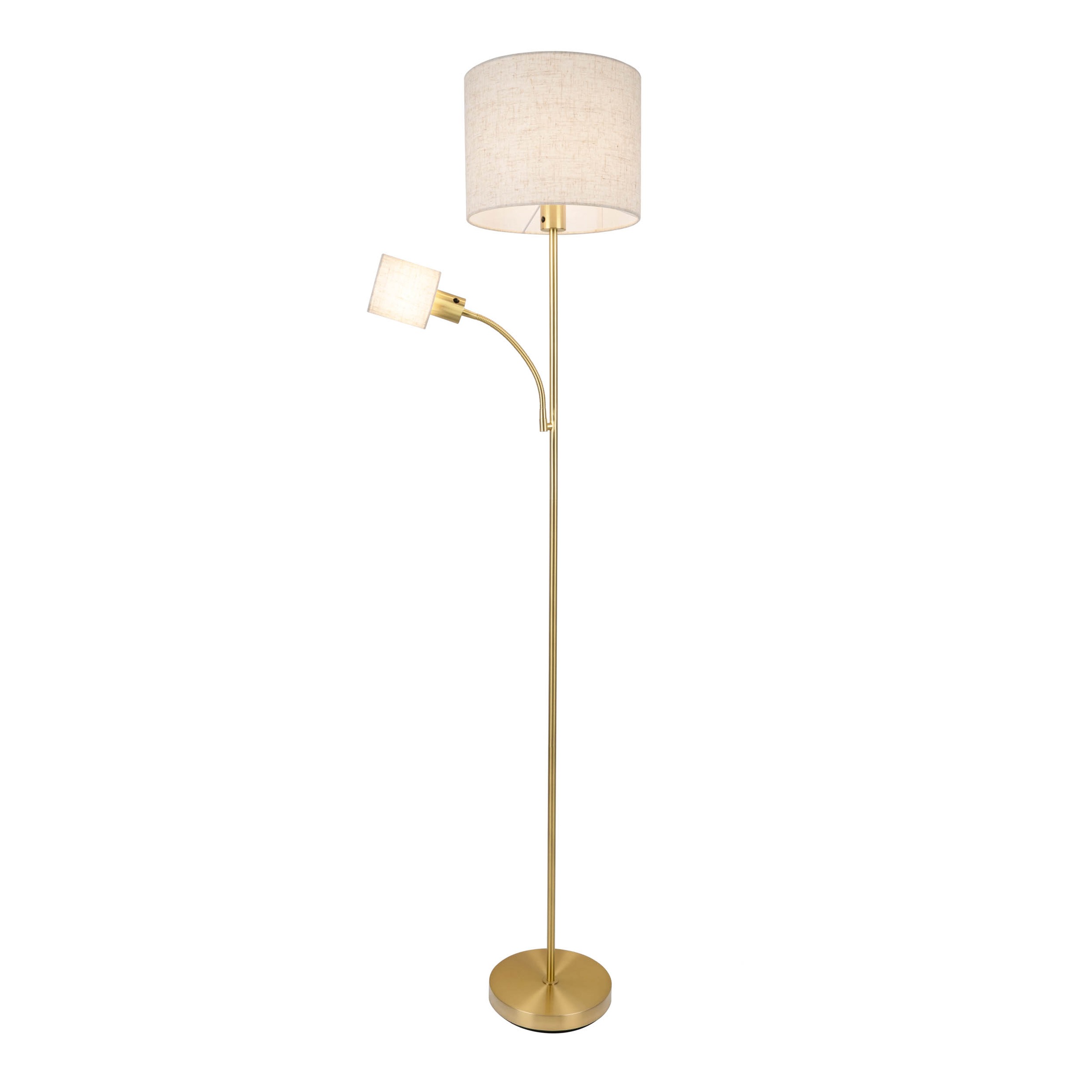 NÄVE Stehlampe "Filomena", goldfarben, 2, Ø 30,1cm H: 165cm, 1 Stk., Leuchten, Schirm braun, inkl. Lesearm, inkl. Druckschalter, H: 165cm, Stehlampe 2