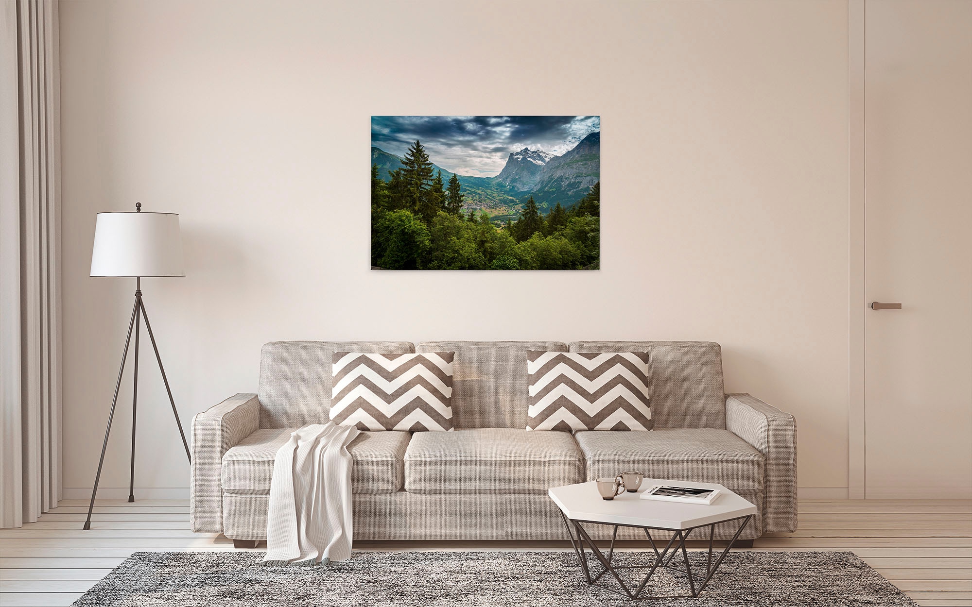 A.S. Création Leinwandbild »Mountain Views«, Landschaft, (1 St.), Bild Landschaft Bäume Gebirge Keilrahmen
