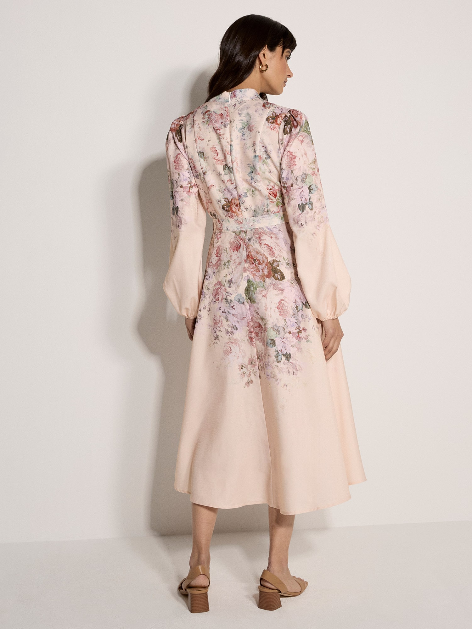 Apricot Midikleid »Midi-Kleid« mit Vintage-Blumenmuster und Zierknöpfen