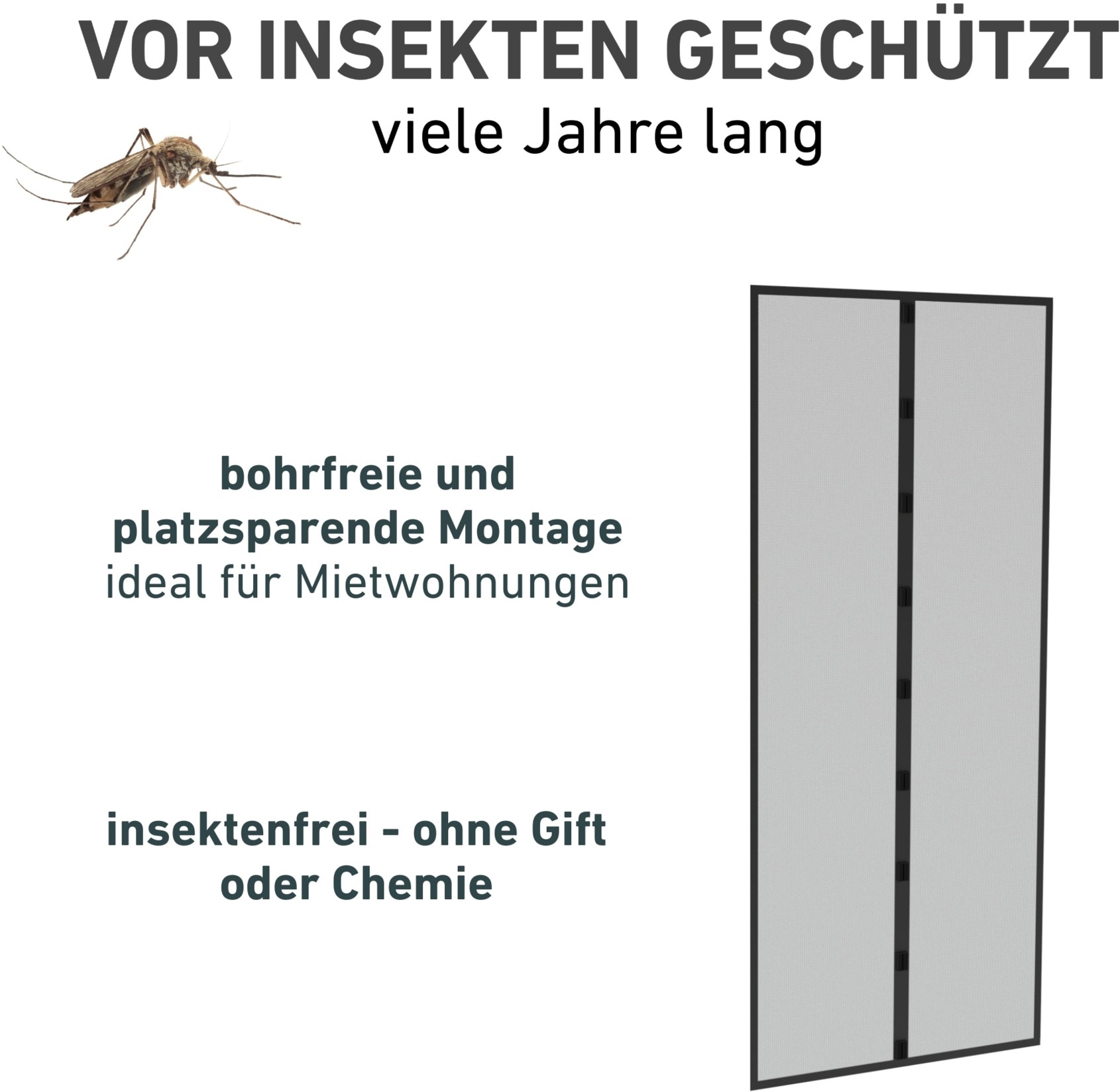 Windhager Insektenschutz-Vorhang »RHINO IS, Türvorhang mit Magnetverschluss für Balkon- und Terrassetür« Fliegengitter-Vorhang Magnet, Gewebe 95 x 215 cm, anthrazit