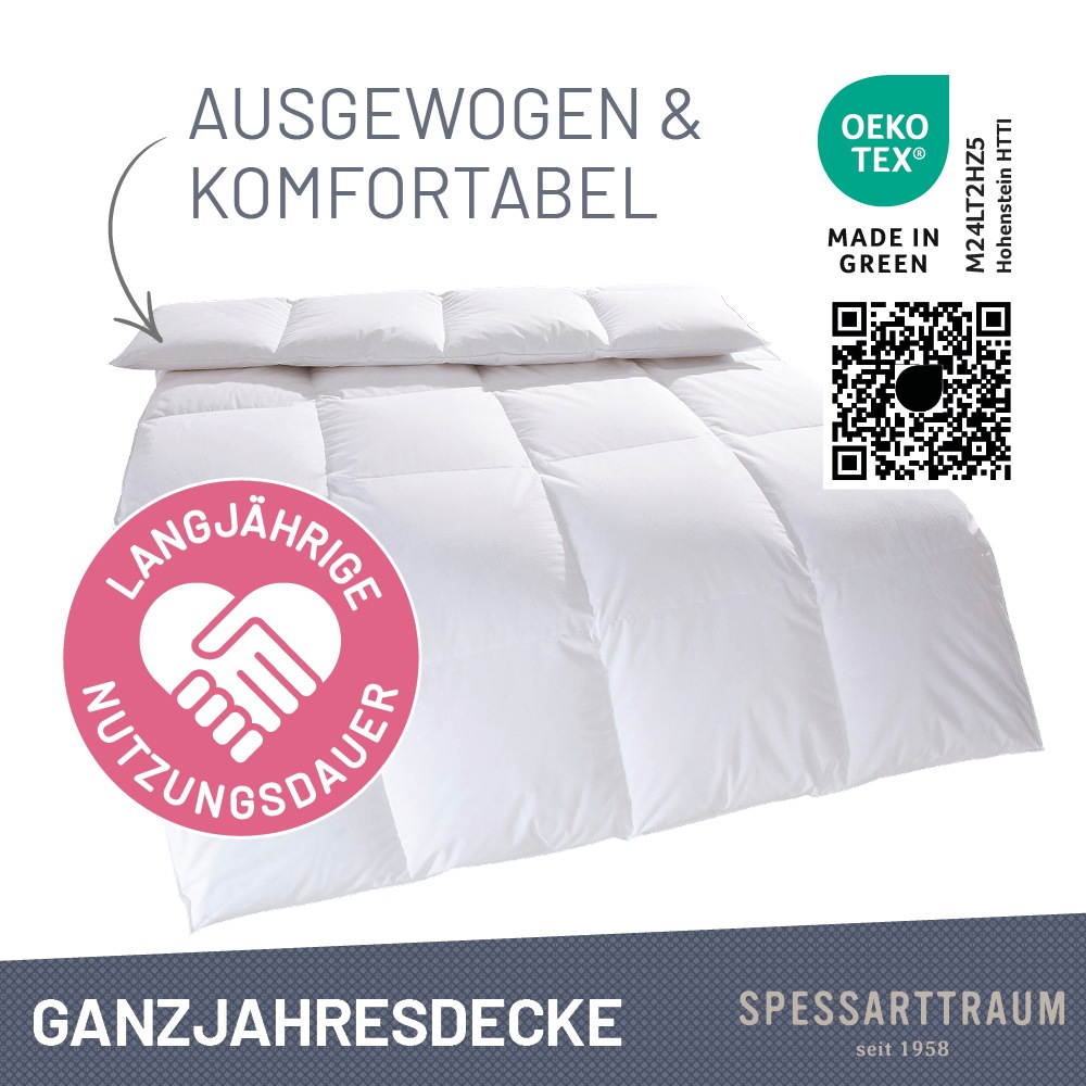 Thumbnail - SPESSARTTRAUM Daunenbettdecke + 3-Kammer-Kopfkissen "Exklusiv, 2-tlg, hergestellt in Deutschland, made in Germany, Set",...