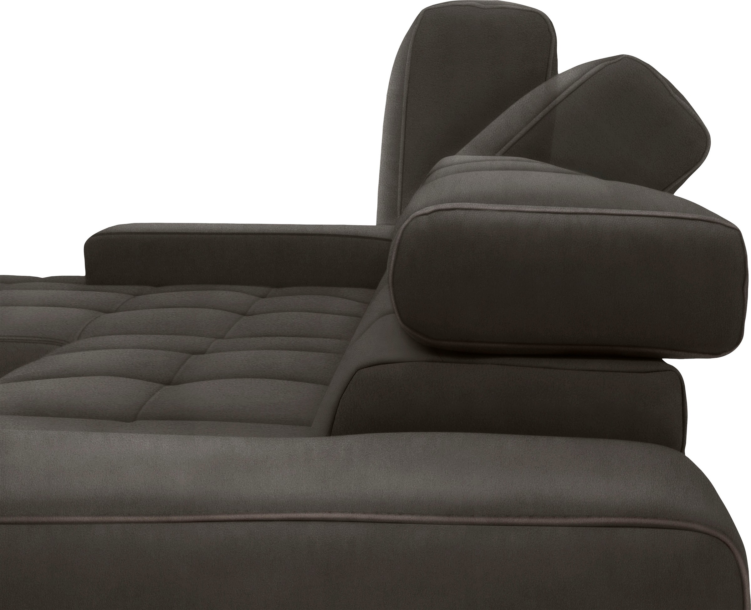 DOMO collection Wohnlandschaft »Cunelli tolle Sitznähte als Designelement, fester Sitzkomfort, U-Form«, wahlweise mit Kopfteilverstellung, bodenfrei