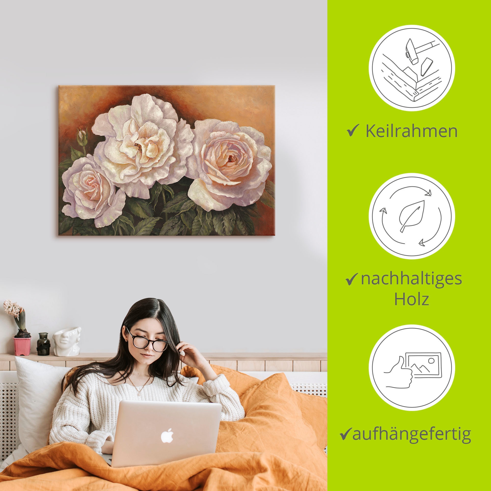Artland Wandbild »Wildrosen«, Blumen, (1 St.), als Leinwandbild, Poster in verschied. Größen