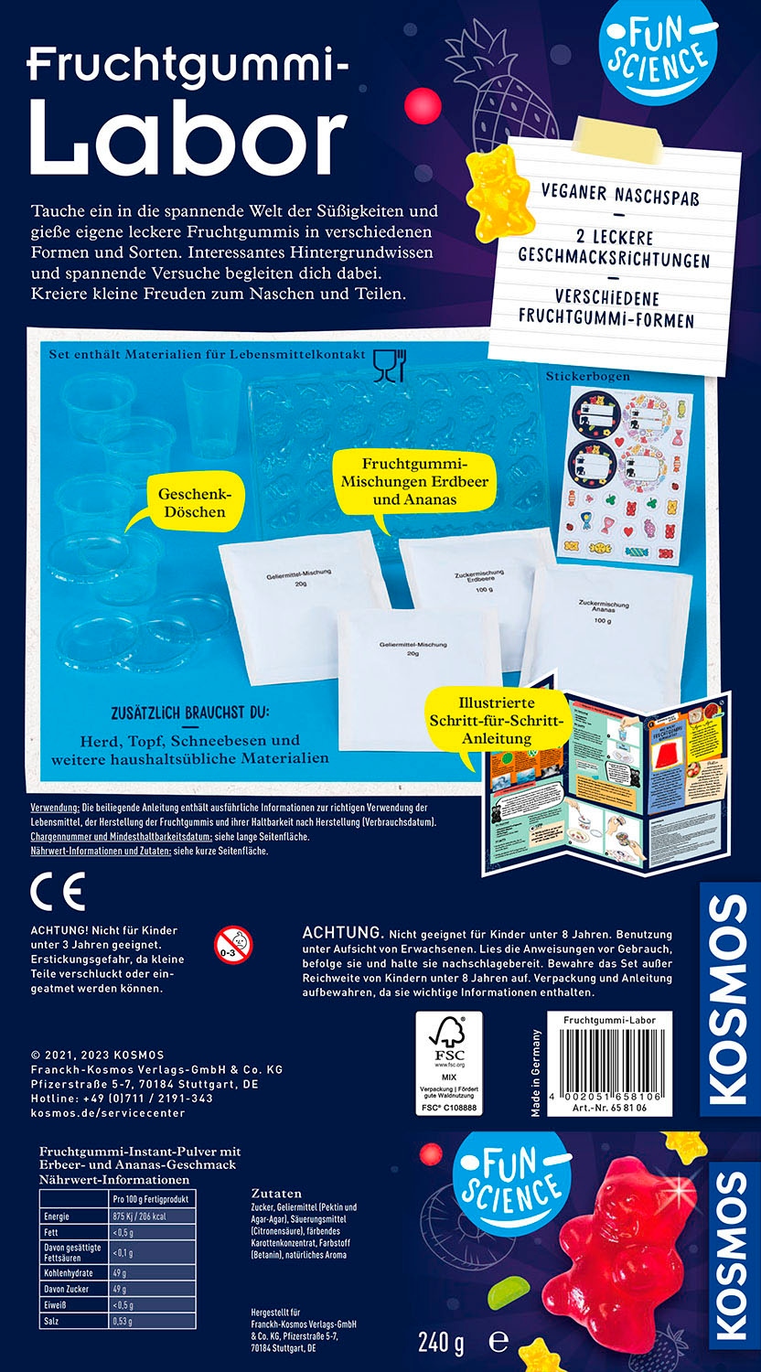 Kosmos Experimentierkasten »Fun Science Fruchtgummi-Labor«, Made in Germany