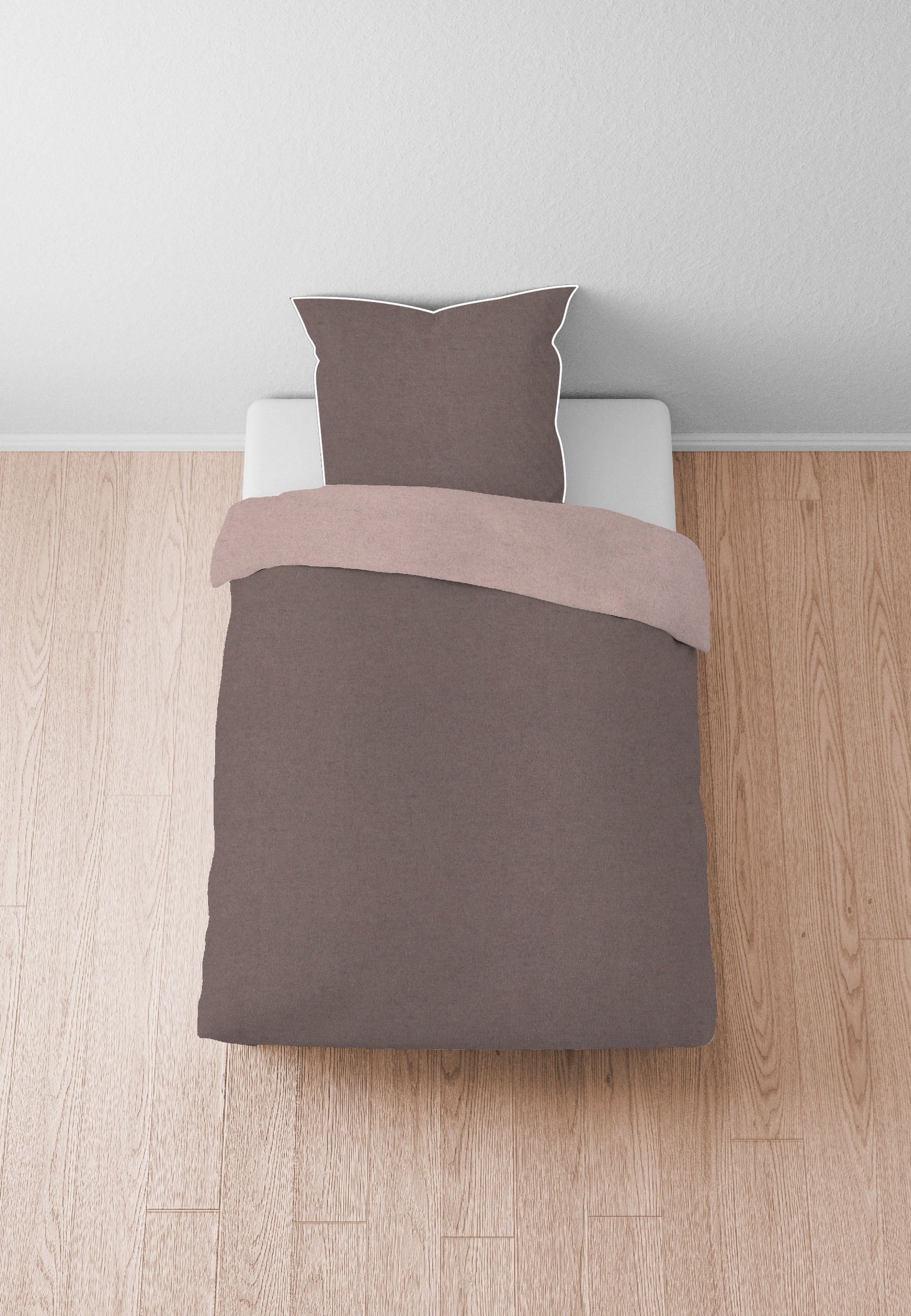 Biberna Wendebettwäsche "Hermal" 2 Stk. Flanell in Melangeoptik, Winterbett günstig online kaufen