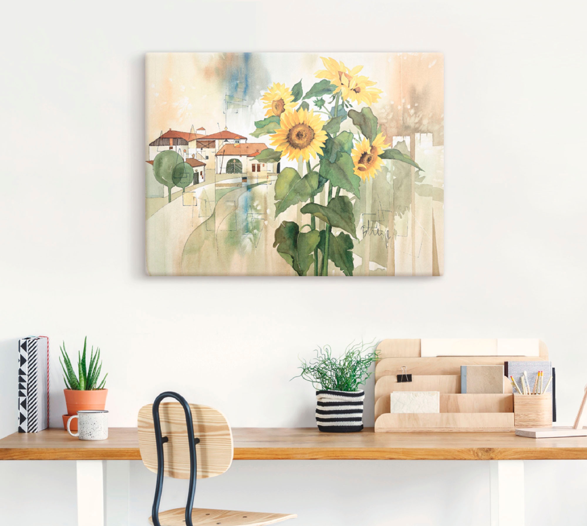 Artland Leinwandbild »Gruss der Sonnenblume«, Blumen, (1 St.), auf Keilrahmen gespannt