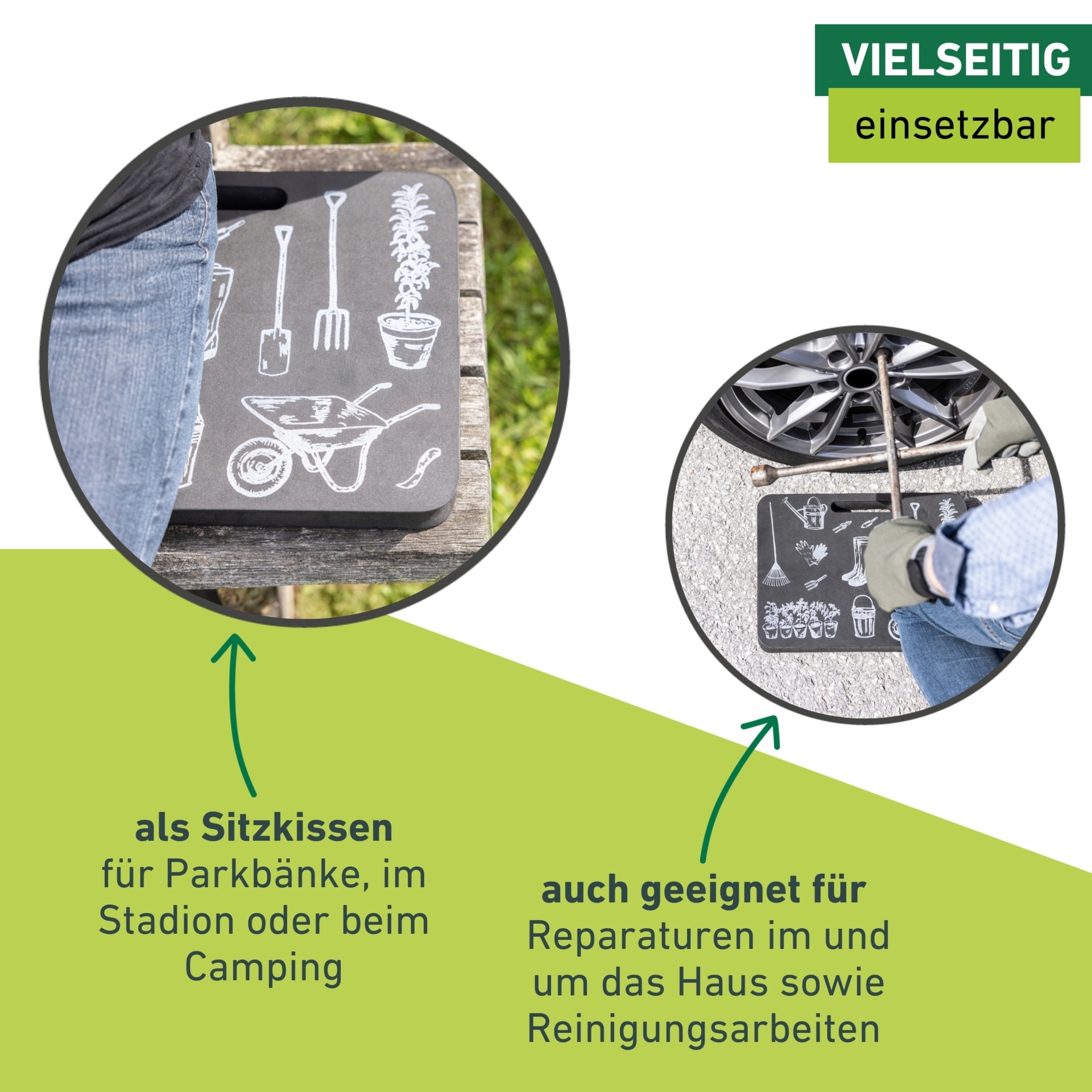Windhager Kniekissen »mit Motiv für den Garten« Outdoor Sitzkissen, Knieschoner mit Tragegriff, anthrazit