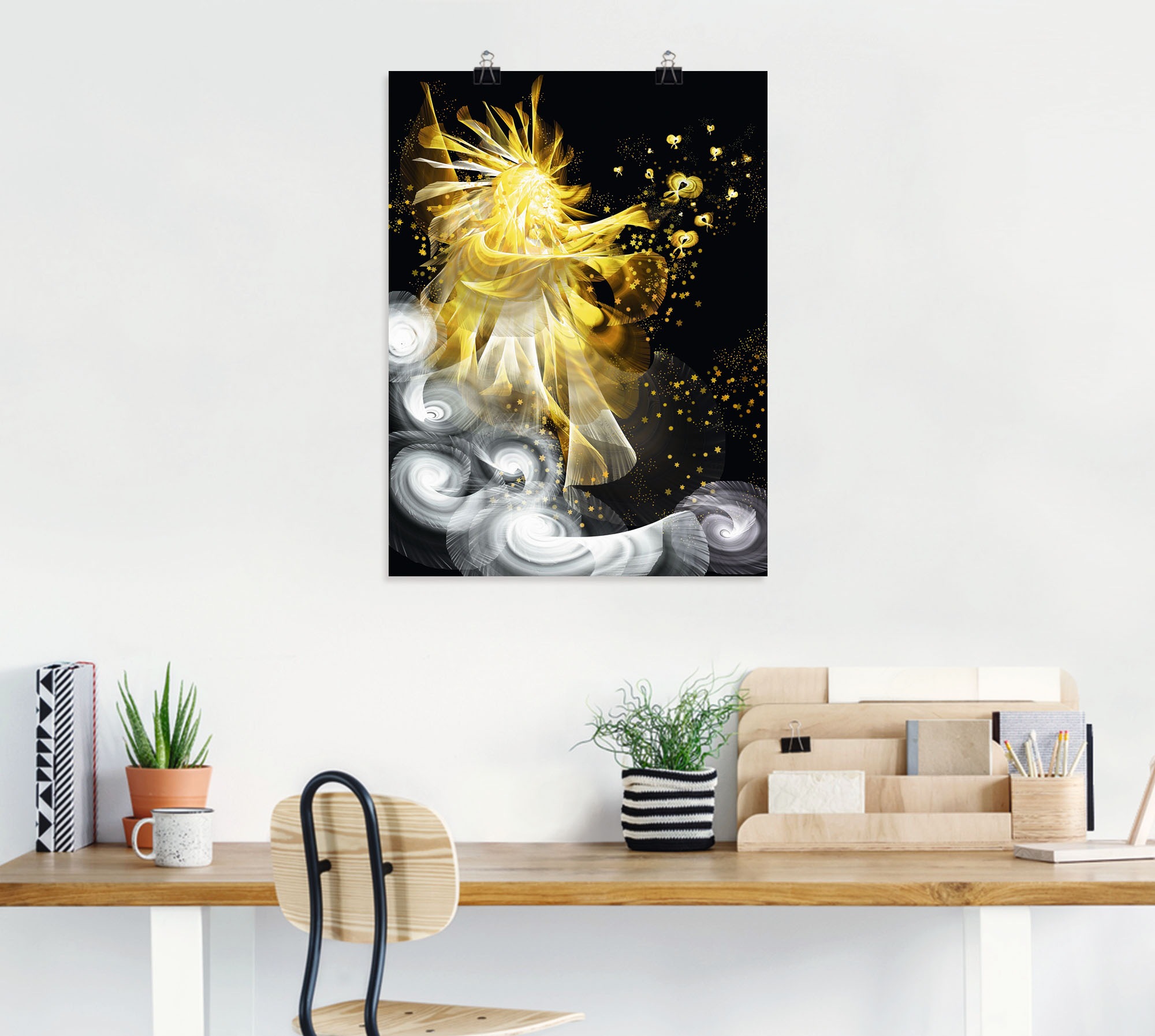 Artland Alu-Dibond-Druck »Goldener Schutzengel«, klassische Fantasie, (1 St.), für Innen- und Außenbereich geeignet, Outdoorbild