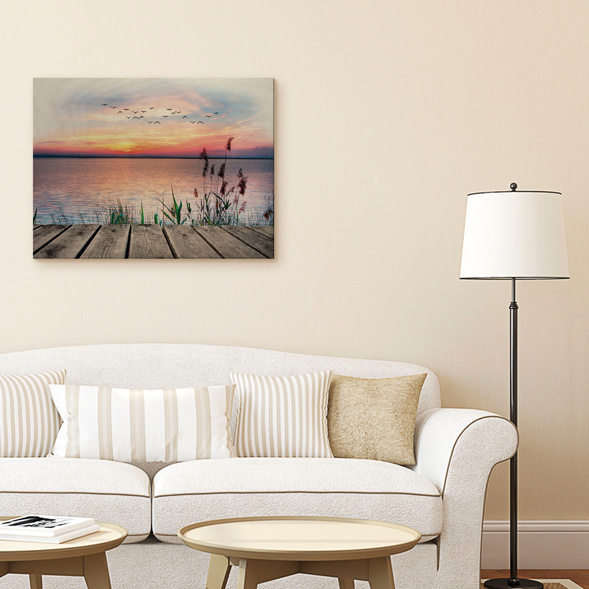 Artland Holzbild "Der See in den Farben der Wolken", Seebilder, (1 St.) günstig online kaufen