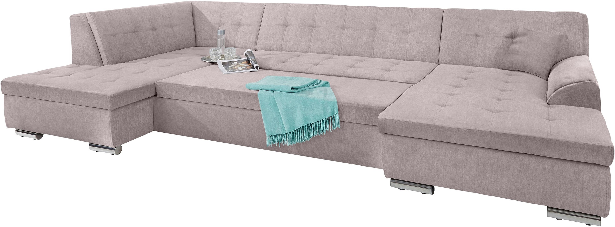 DOMO collection Wohnlandschaft »Aversa U-Form«, wahlweise mit Bettfunktion, frei im Raum stellbar