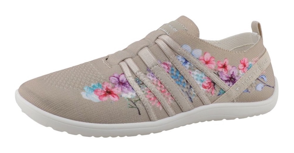 TOM TAILOR "Patty" Freizeitschuh, Halbschuh, Slipper mit hübschen Blütendrucken