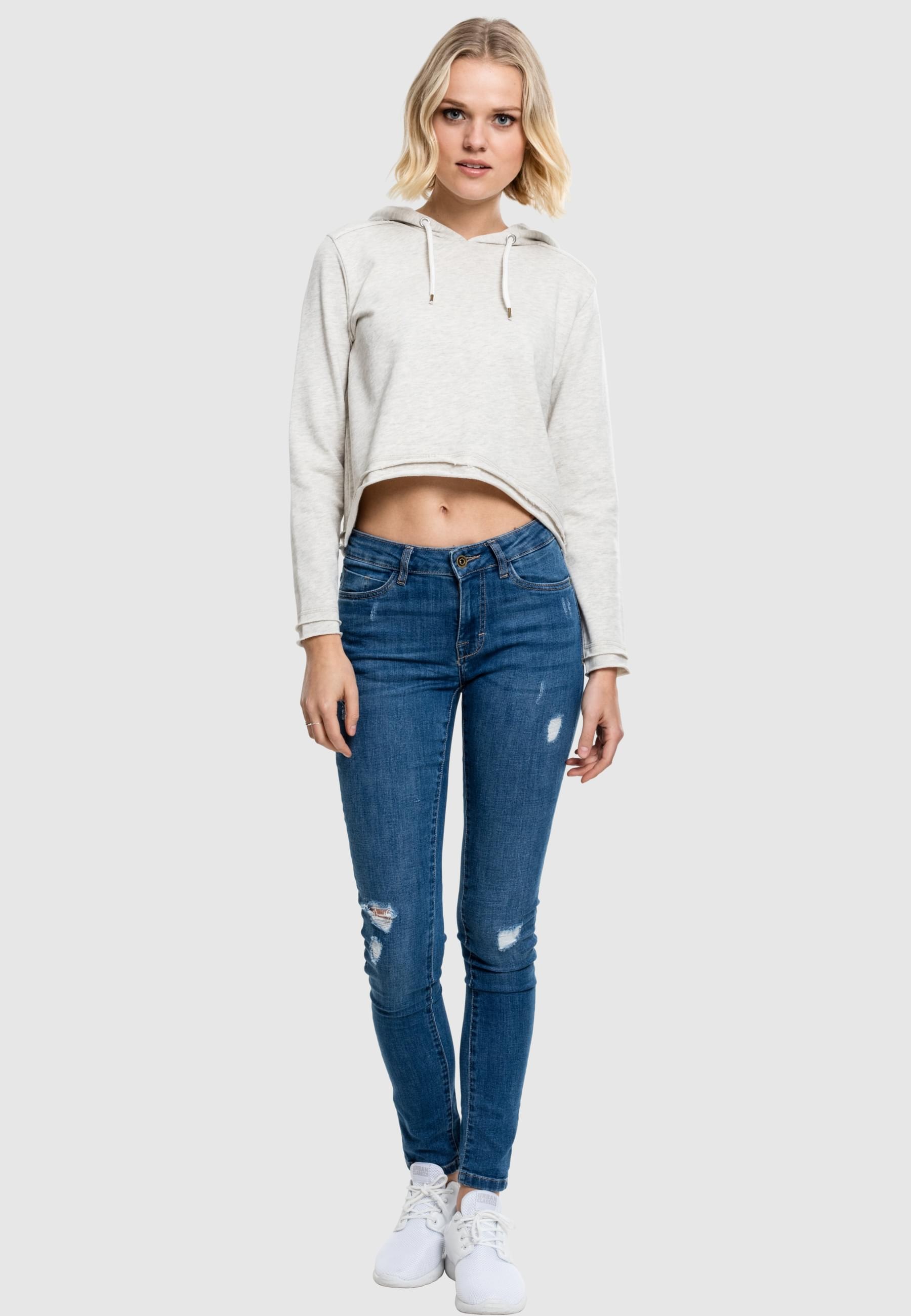 URBAN CLASSICS Rundhalspullover »Urban Classics Damen Ladies Cropped Terry Hoody«, (1 tlg.)