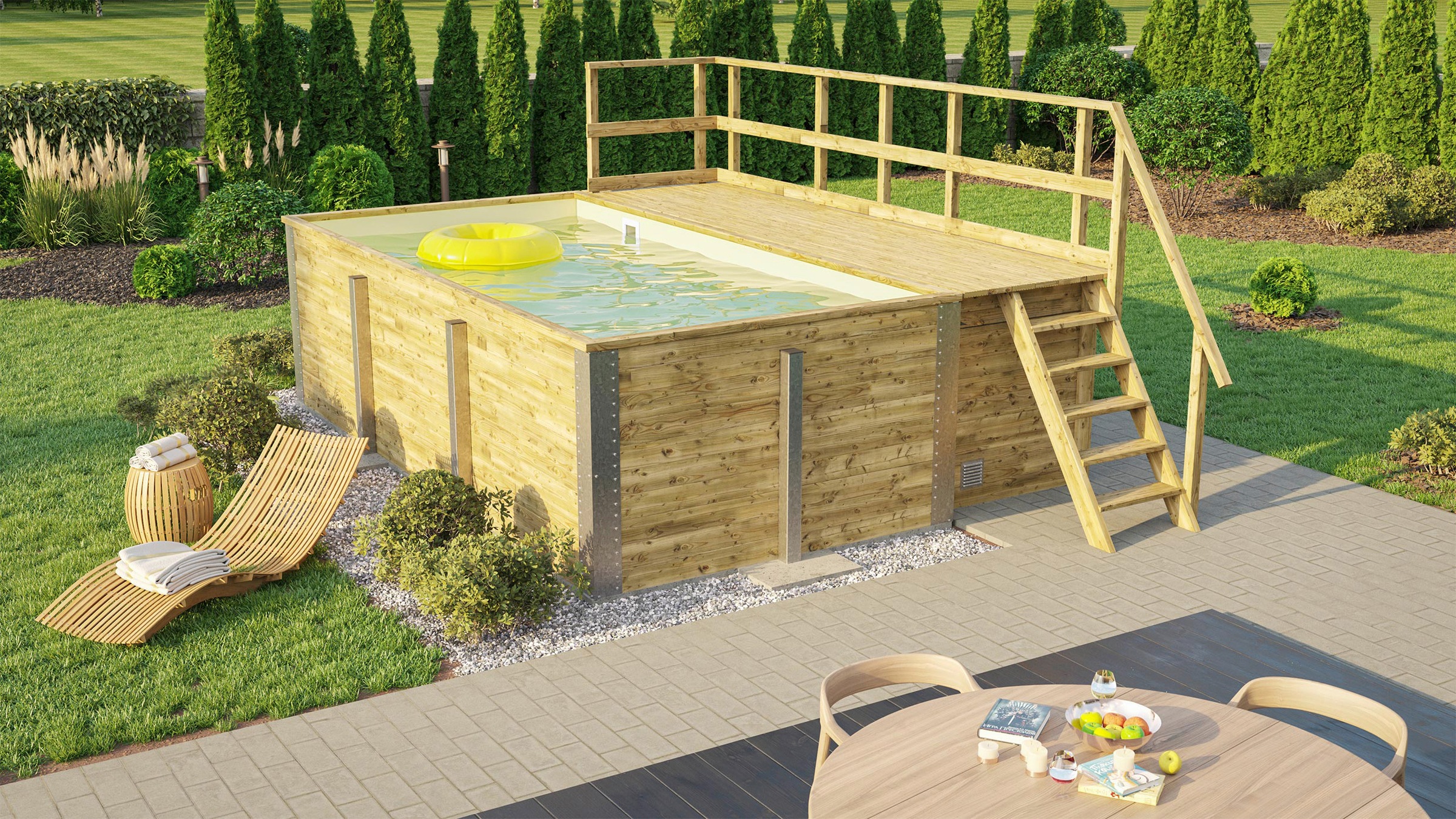 weka Rechteckpool "595 Gr. 1 mit Sonnendeck und Technikraum" BxLxH: 309x416 günstig online kaufen