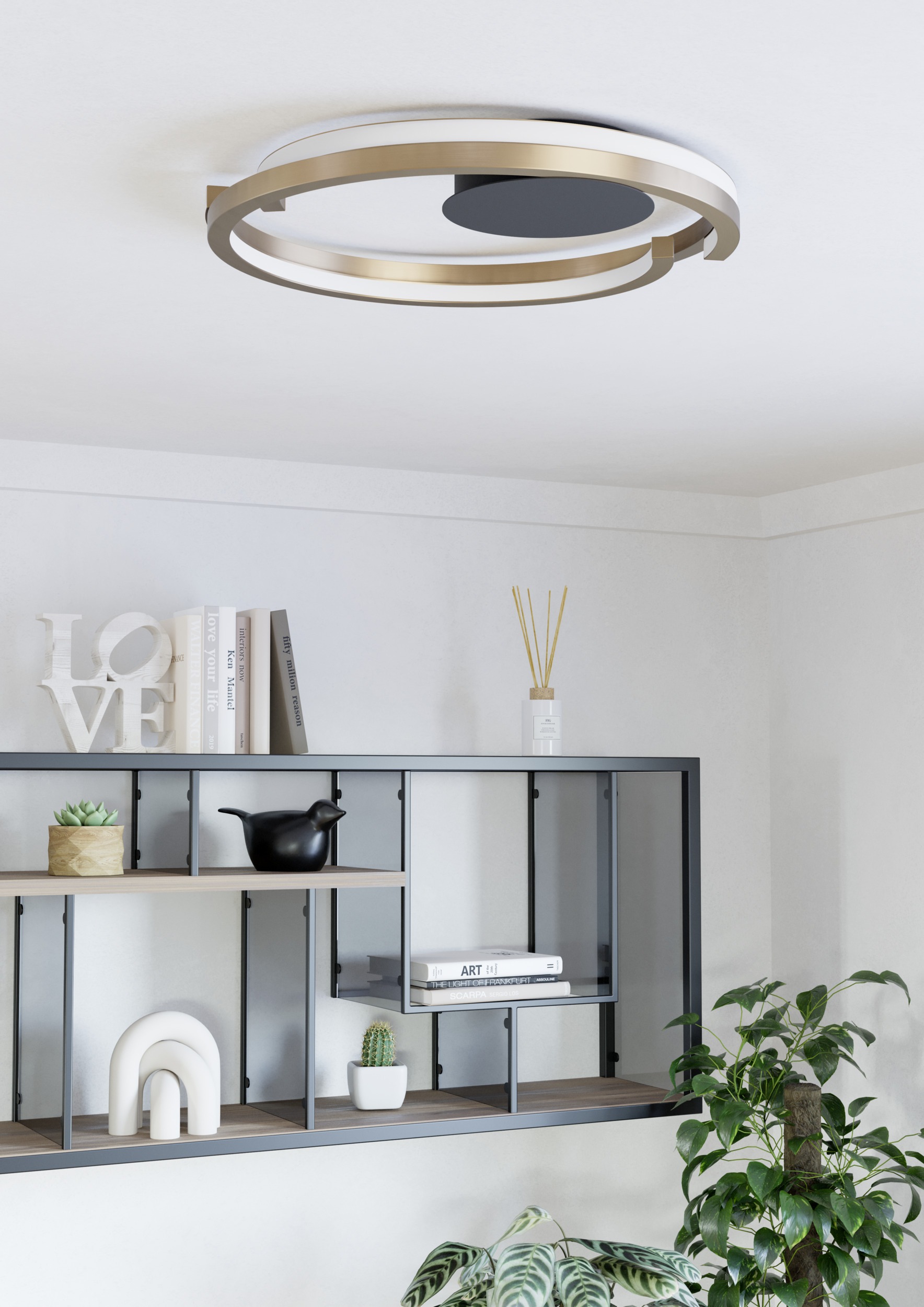 EGLO LED Deckenleuchte »MEZZOMONTE Deckenlampe - Alu, Stahl - LED;LED - 1X20W;1X20W - IP20« LED-Modul 1 Stk. Kaltweiß | Neutralweiß | Warmweiß Wohzimmerlampe, Esszimmerlampe, Flur, Schlafzimmer, H5 x Ø48 cm