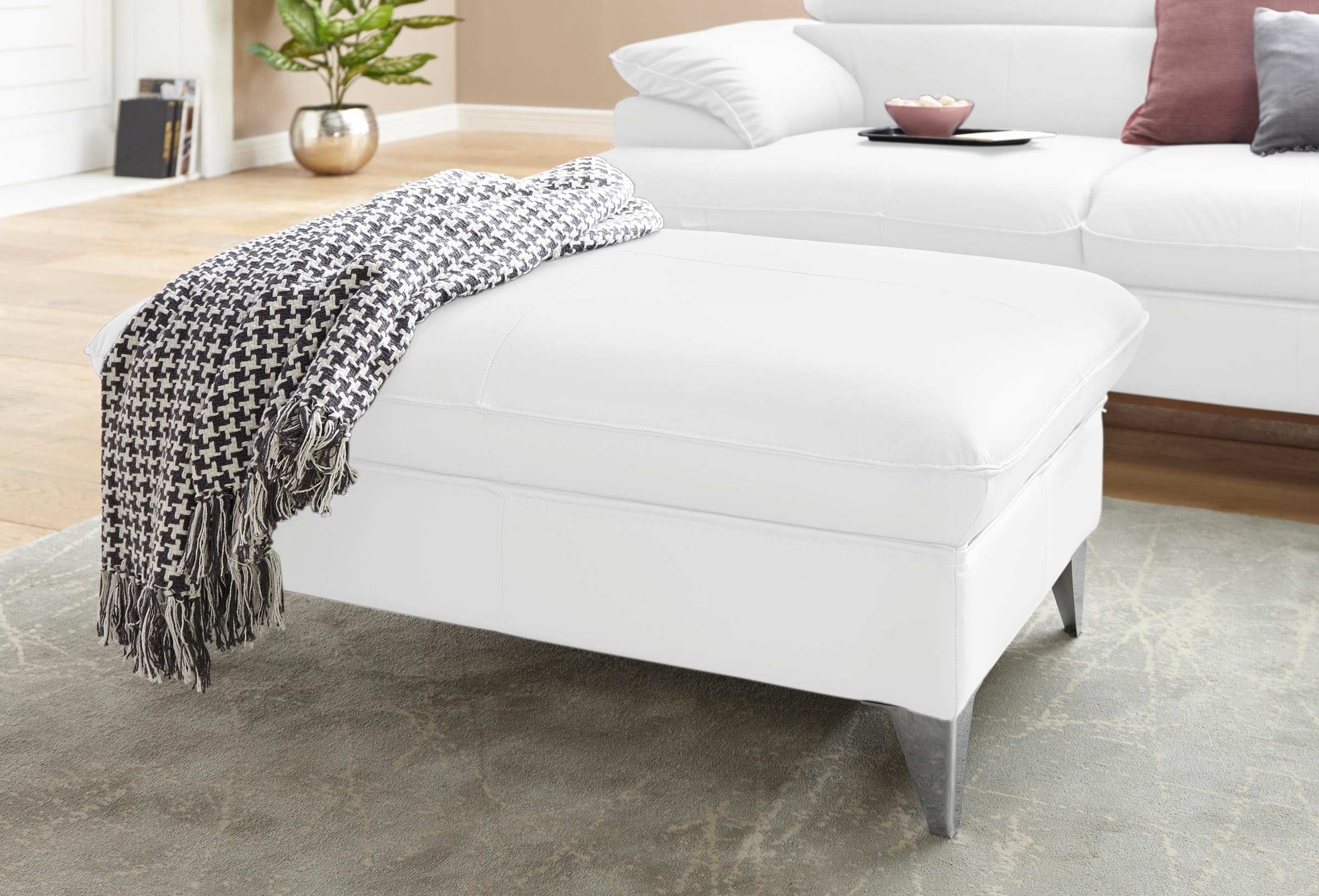 COTTA Polstergarnitur »Caluso L-Form«, Set bestehend aus: Ecksofa mit Kopfteilverstellung & Hocker