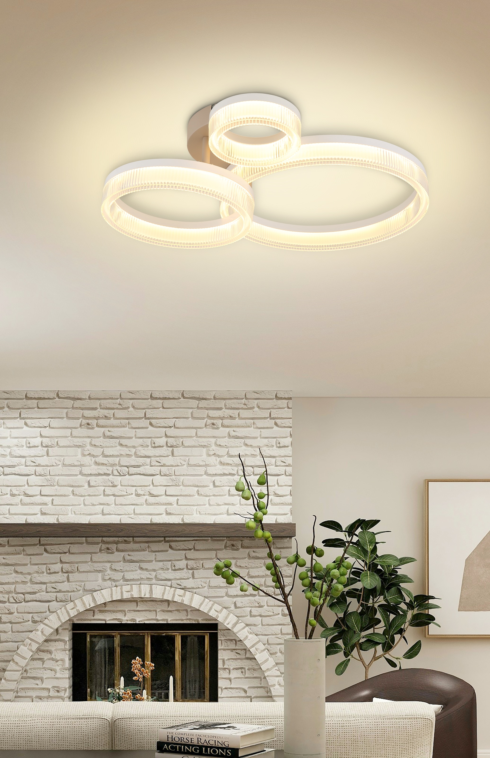 GLOBO LIGHTING Deckenleuchte »ZARA« LED-Modul 1 Stk. Warmweiß Sandfarbene Deckenleuchte mit weißen Kunststoff-Schirmen