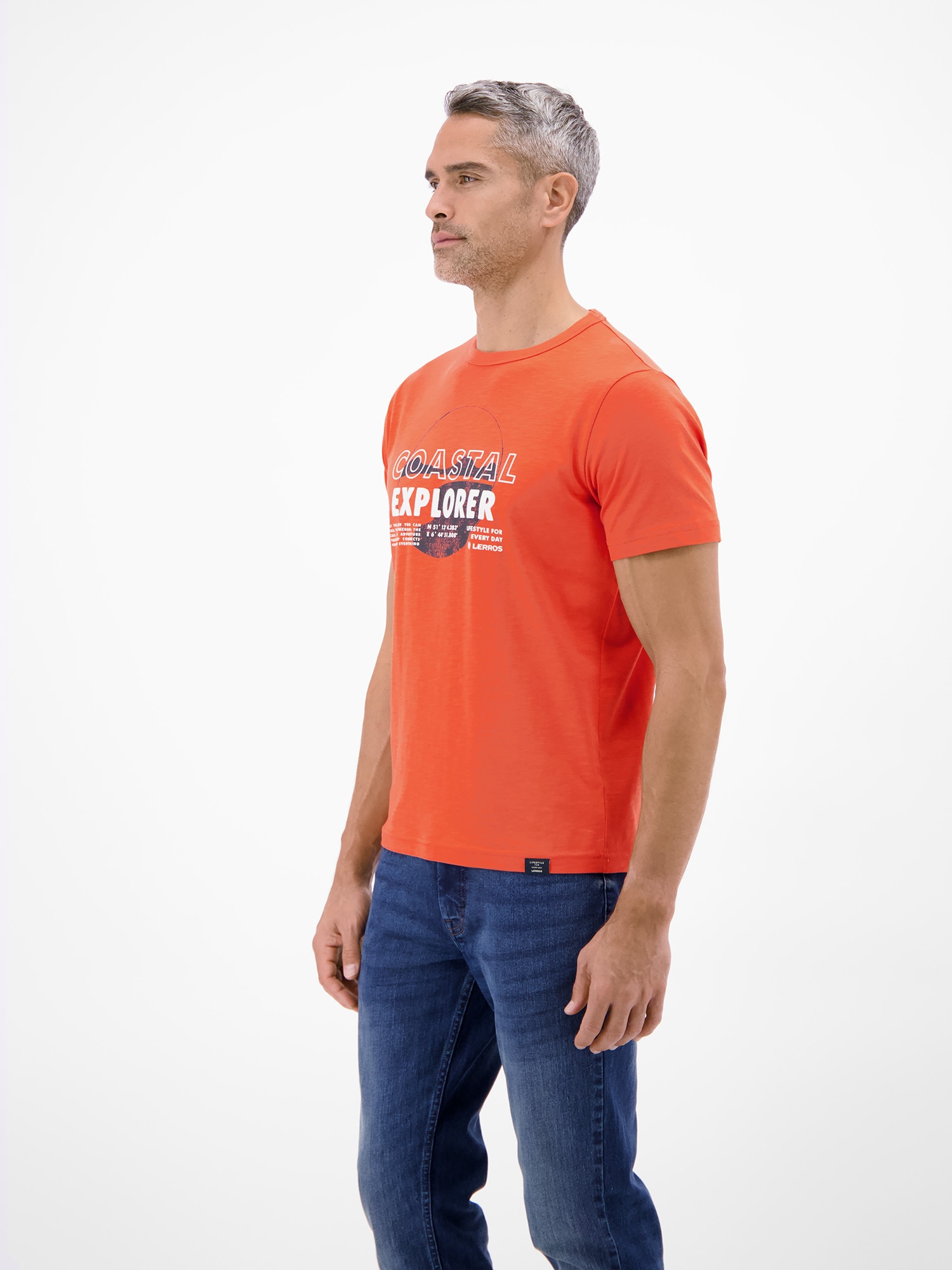 LERROS T-Shirt »T-Shirt mit Brustprint und Rundhalsausschnitt«