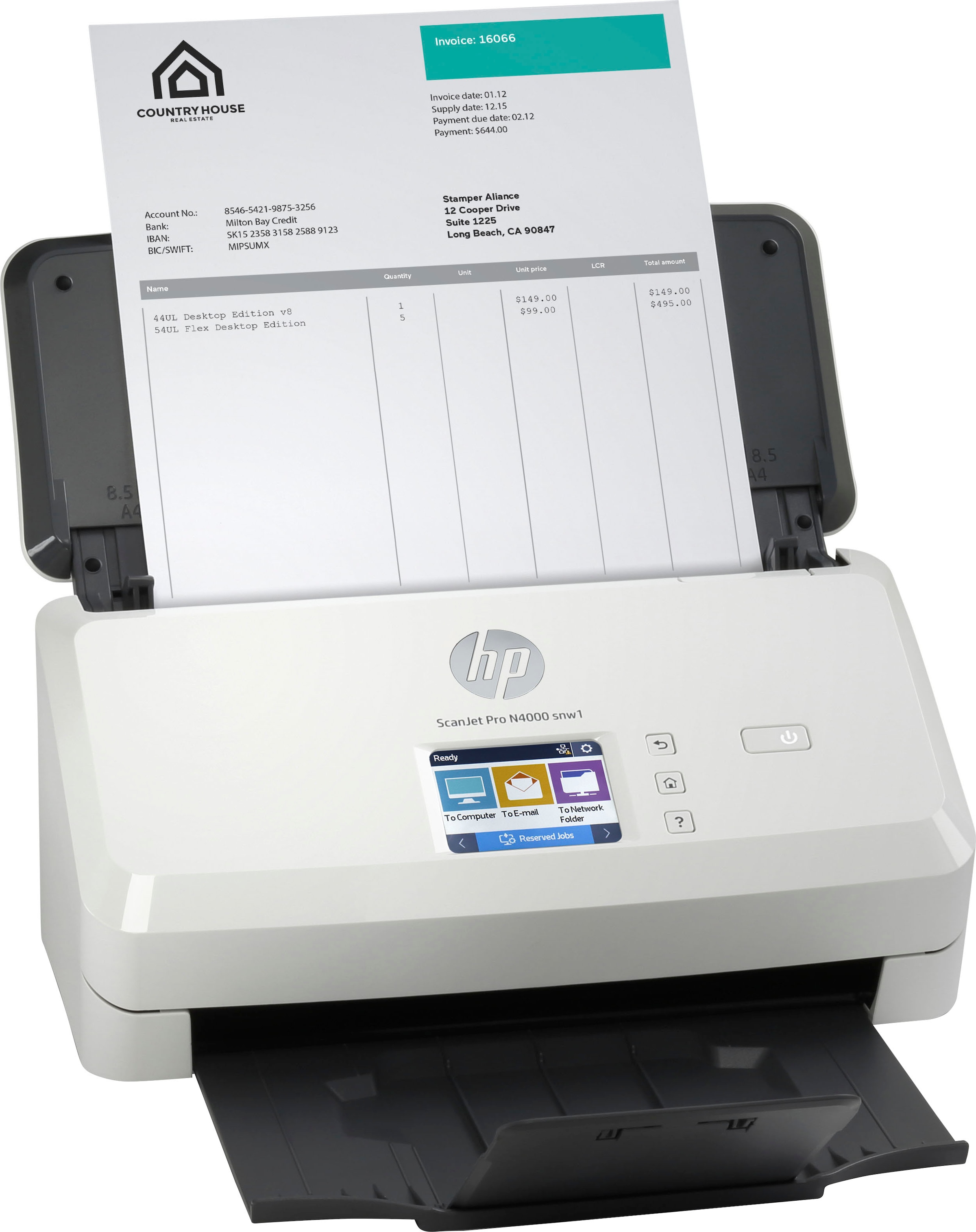 HP Einzugsscanner »ScanJet Pro N4000 snw1«