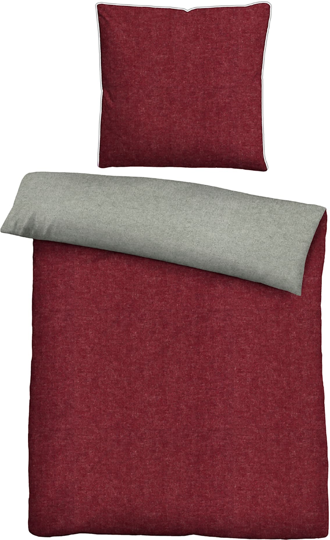 Bettwäsche BIBERNA, rot, Biber;Feinbiber;Feinbiber, 100% Baumwolle, Bettwäsche