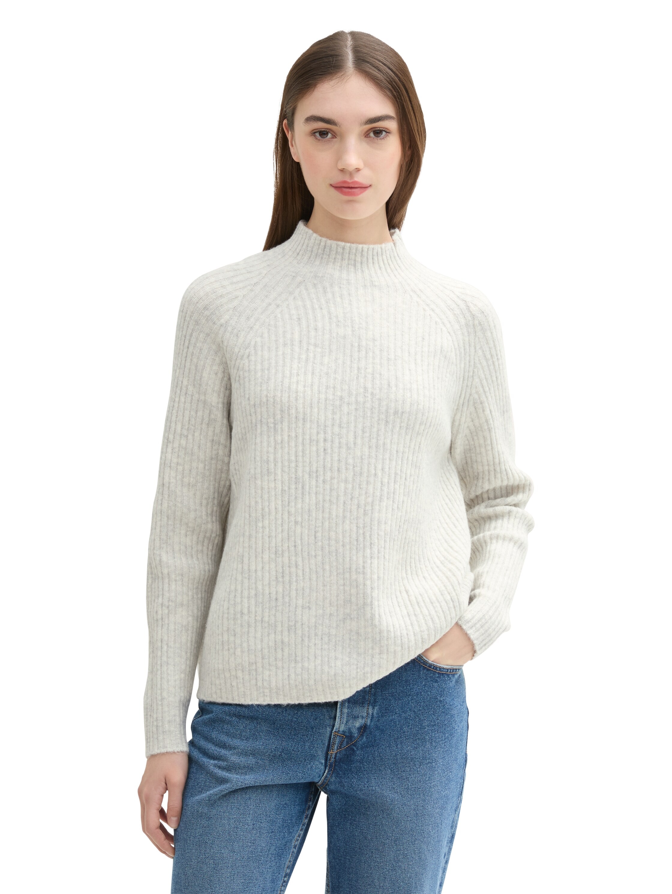 TOM TAILOR Denim Stehkragenpullover, mit Rippstruktur