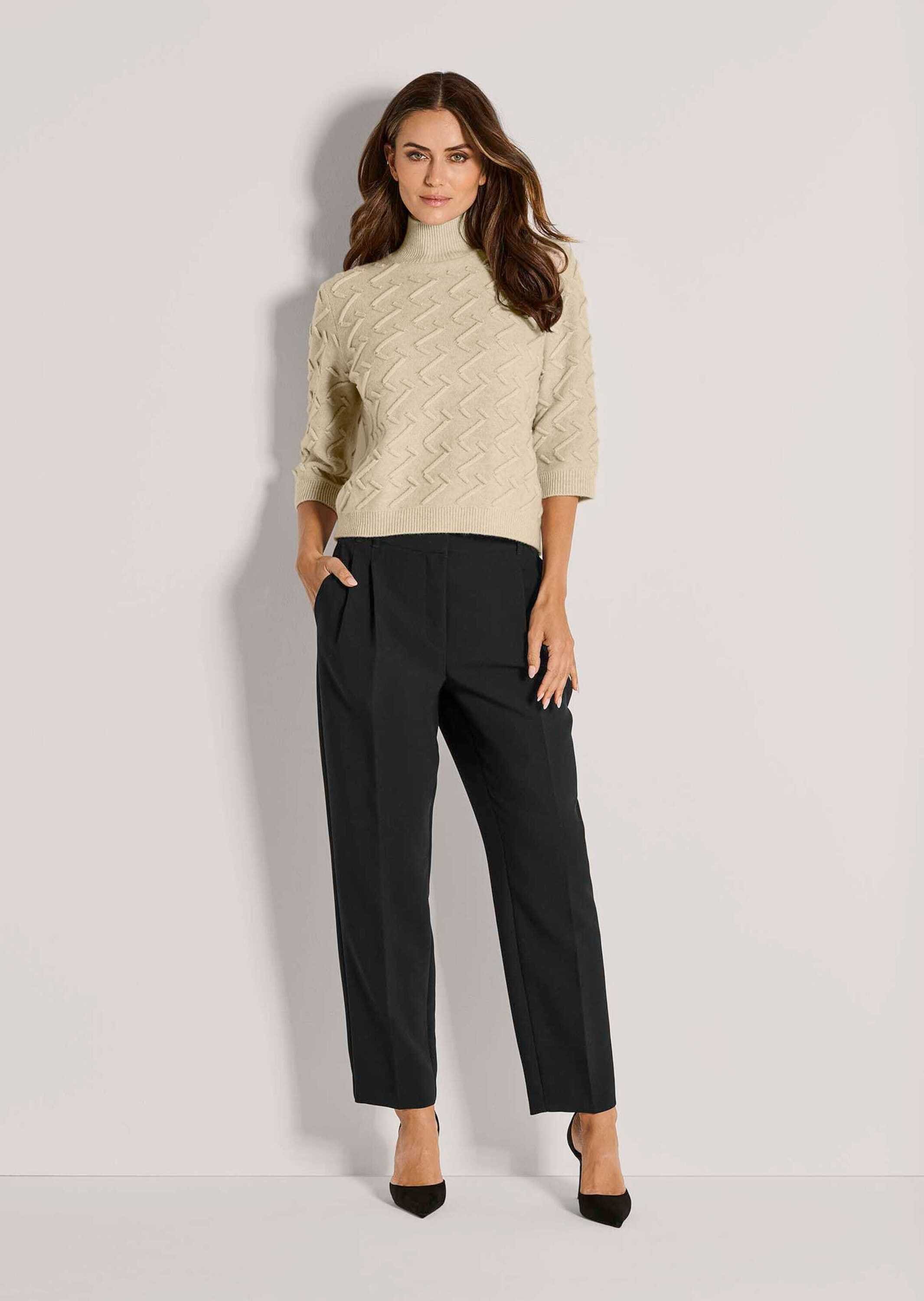 MADELEINE Longpullover »Strickpullover Eleganter Wollpullover mit Zick-Zack-Struktur« Markantes Zickzack-Muster