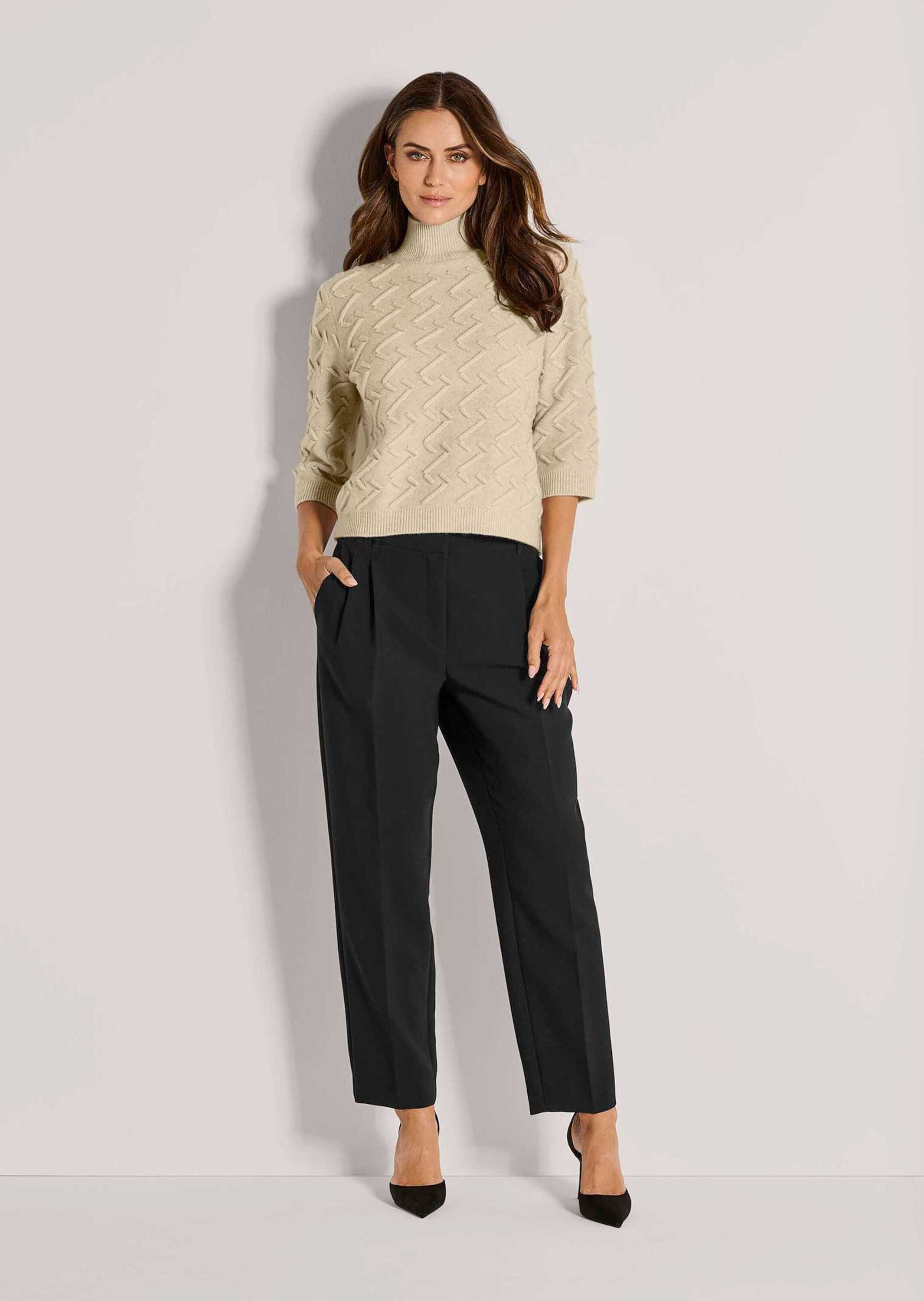 MADELEINE Longpullover "Strickpullover Eleganter Wollpullover mit Zick-Zack günstig online kaufen