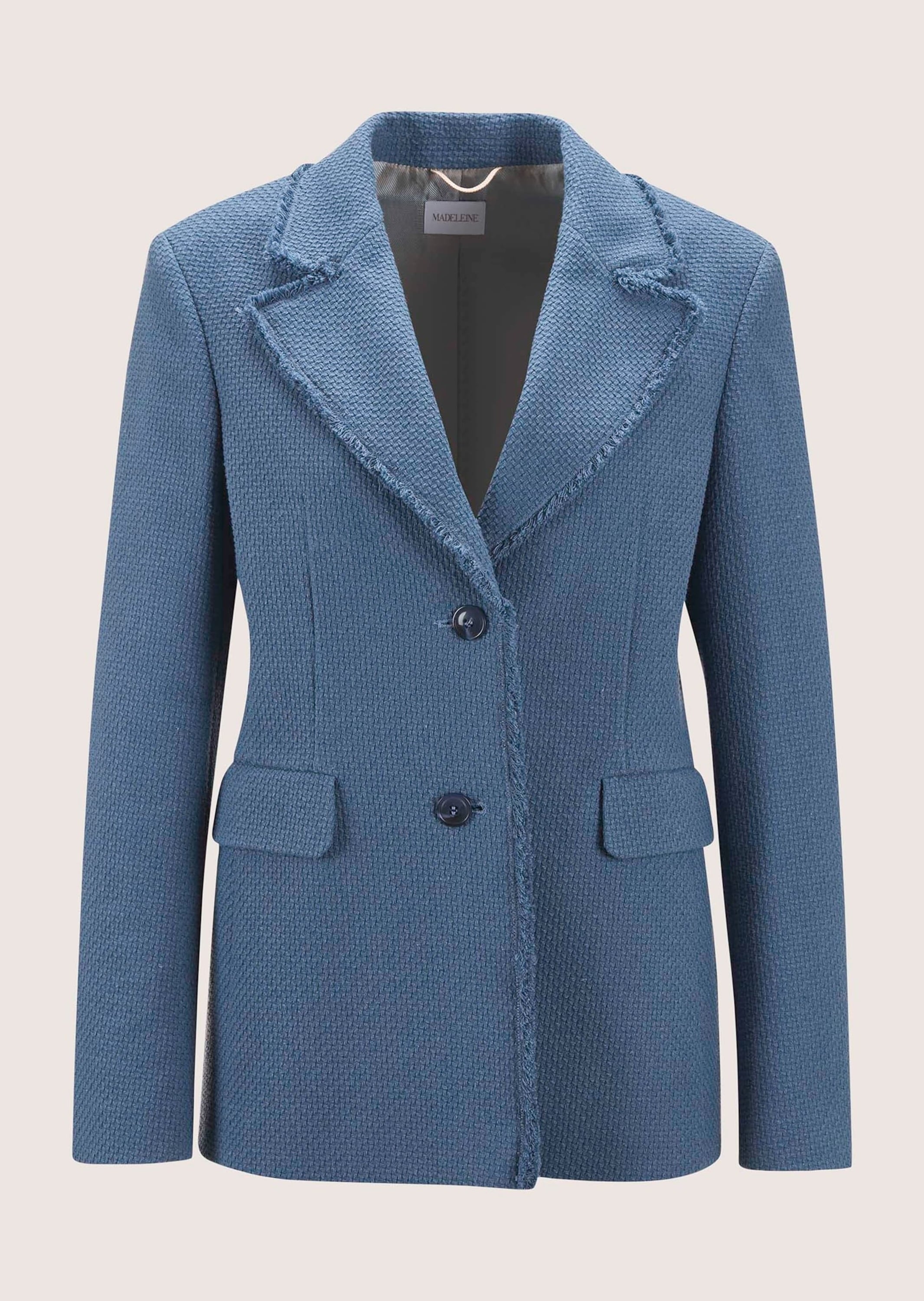 MADELEINE Damen Longblazer "Blazer Longblazer mit Struktur", grün, Gr. 36, Obermaterial: 70% Baumwolle CO. 25% Polyester PES. 5% sonstige Fasern AF.,