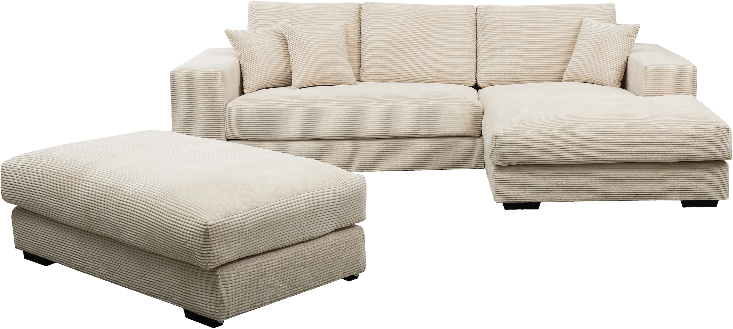 WERK2 Polstergarnitur "Eden L-Form + Hocker. Mega Couch Breite 286cm, Cord" günstig online kaufen