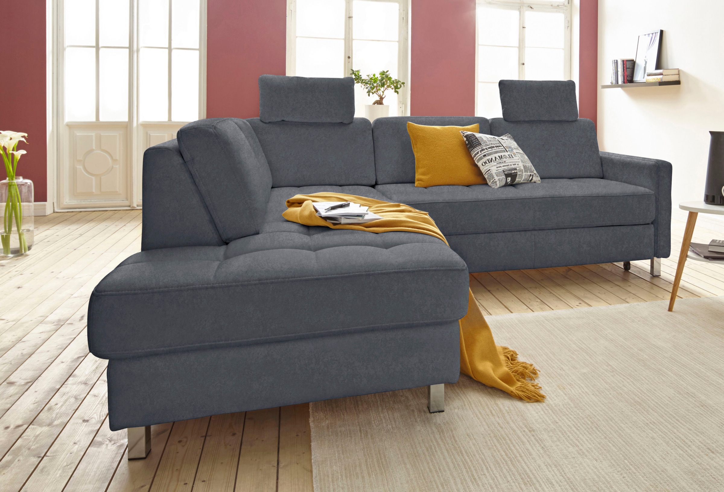 sit&more Ecksofa "Pablo L-Form", wahlweise mit Bettfunktion und Bettkasten