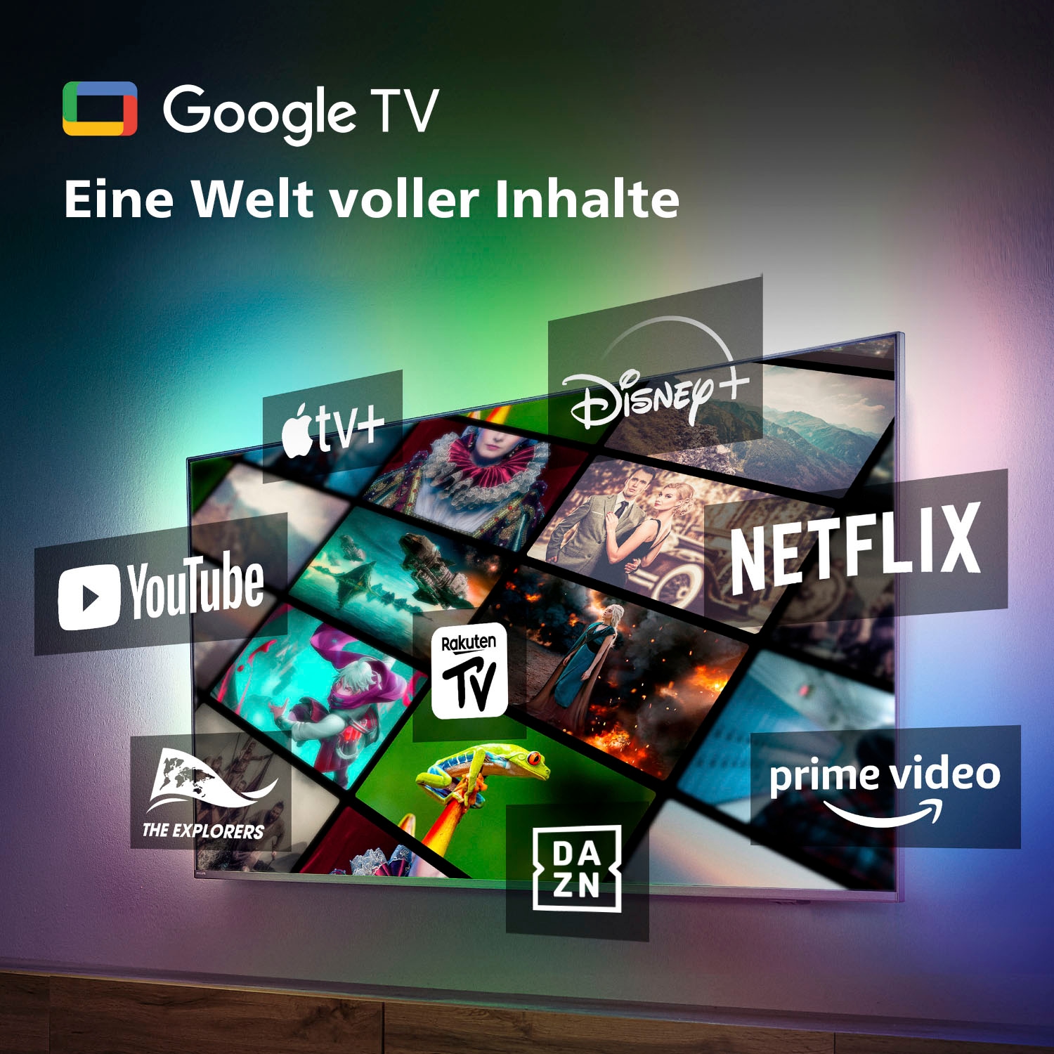 Philips LED-Fernseher, 108 cm/43 Zoll, 4K Ultra HD, Android TV-Google TV-Smart-TV, 3-seitiges Ambilight