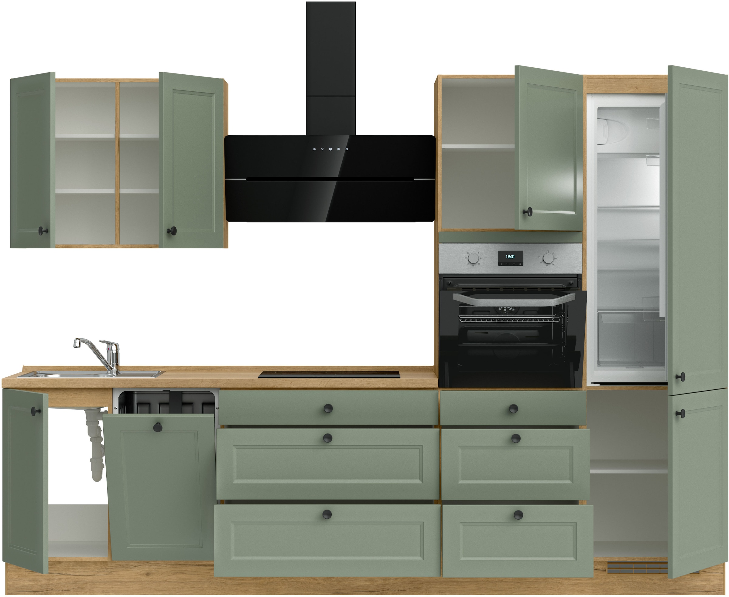 nobilia® Küchenzeile »"Cascada II"«, vormontiert, Breite 300 cm, Ausrichtung wählbar, wahlw. mit E-Geräten