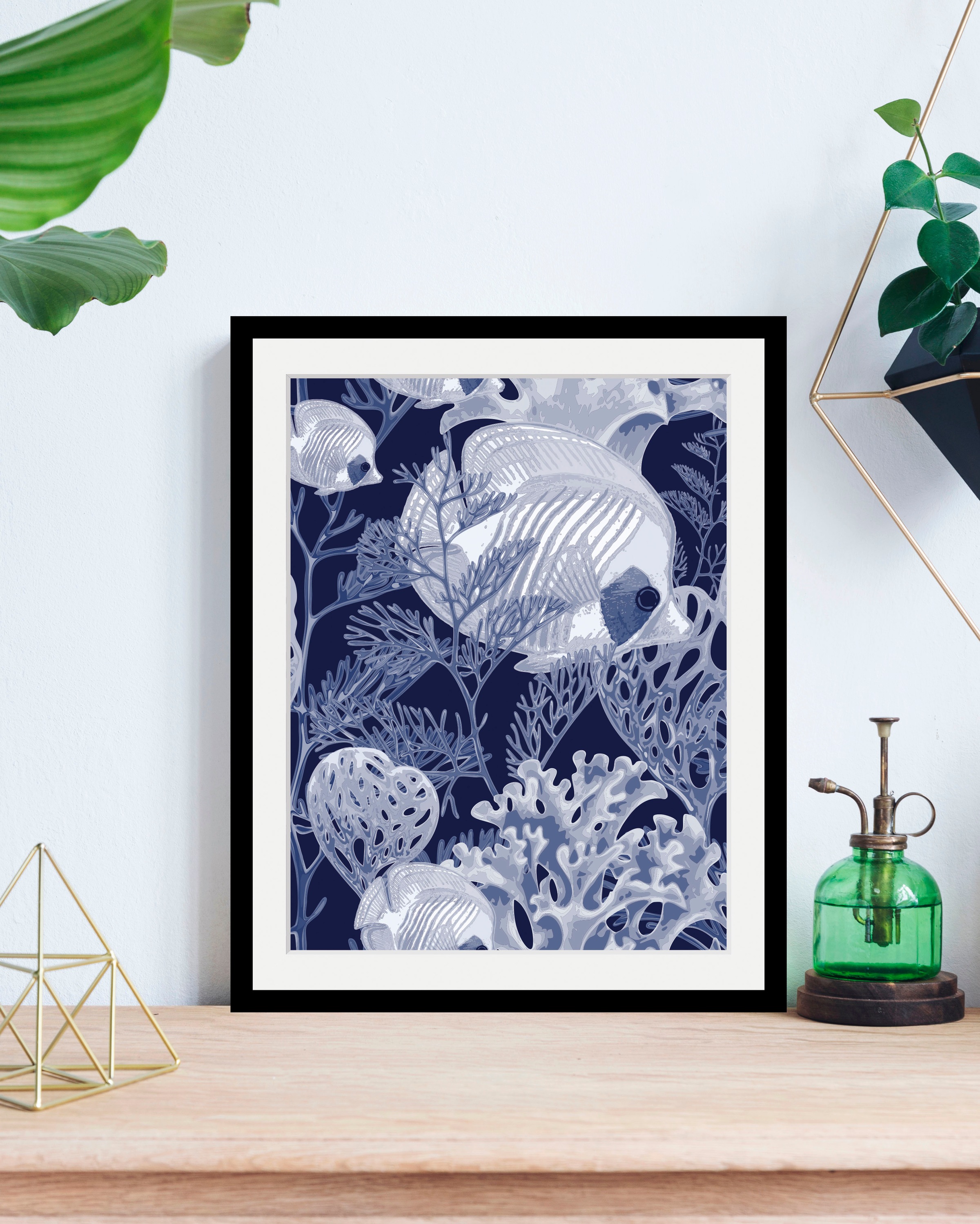 queence Bild »Markus«, Meer-Wassertiere-Kunst-Unterwasserwelt, (1 St.), HD Premium Poster-Druck inkl. Holzrahmen