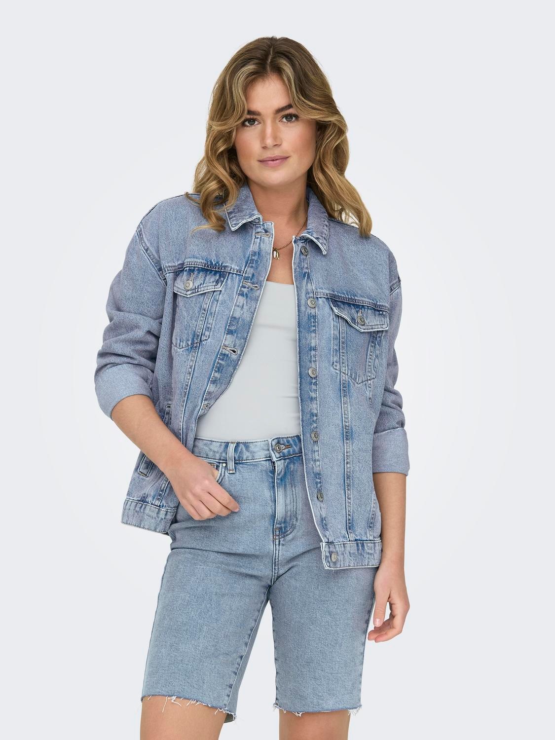 ONLY Jeansjacke "ONLOCEAN – Jeansjacke mit Knopfleiste und Bündchen", overs günstig online kaufen