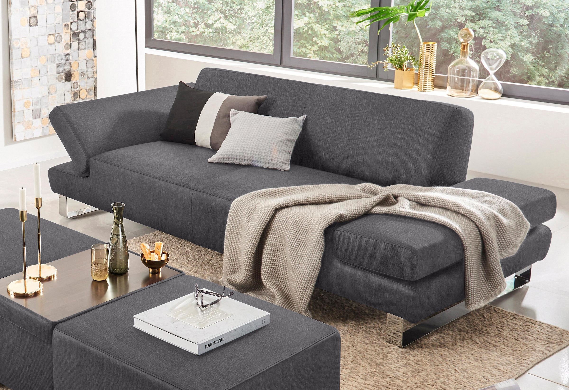 W.SCHILLIG 3-Sitzer "taboo Designsofa mit hohem Sitzkomfort, Breite 232cm, Sitztiefe 59cm" mit Normaltiefe, inklusive Armlehnenverstellung