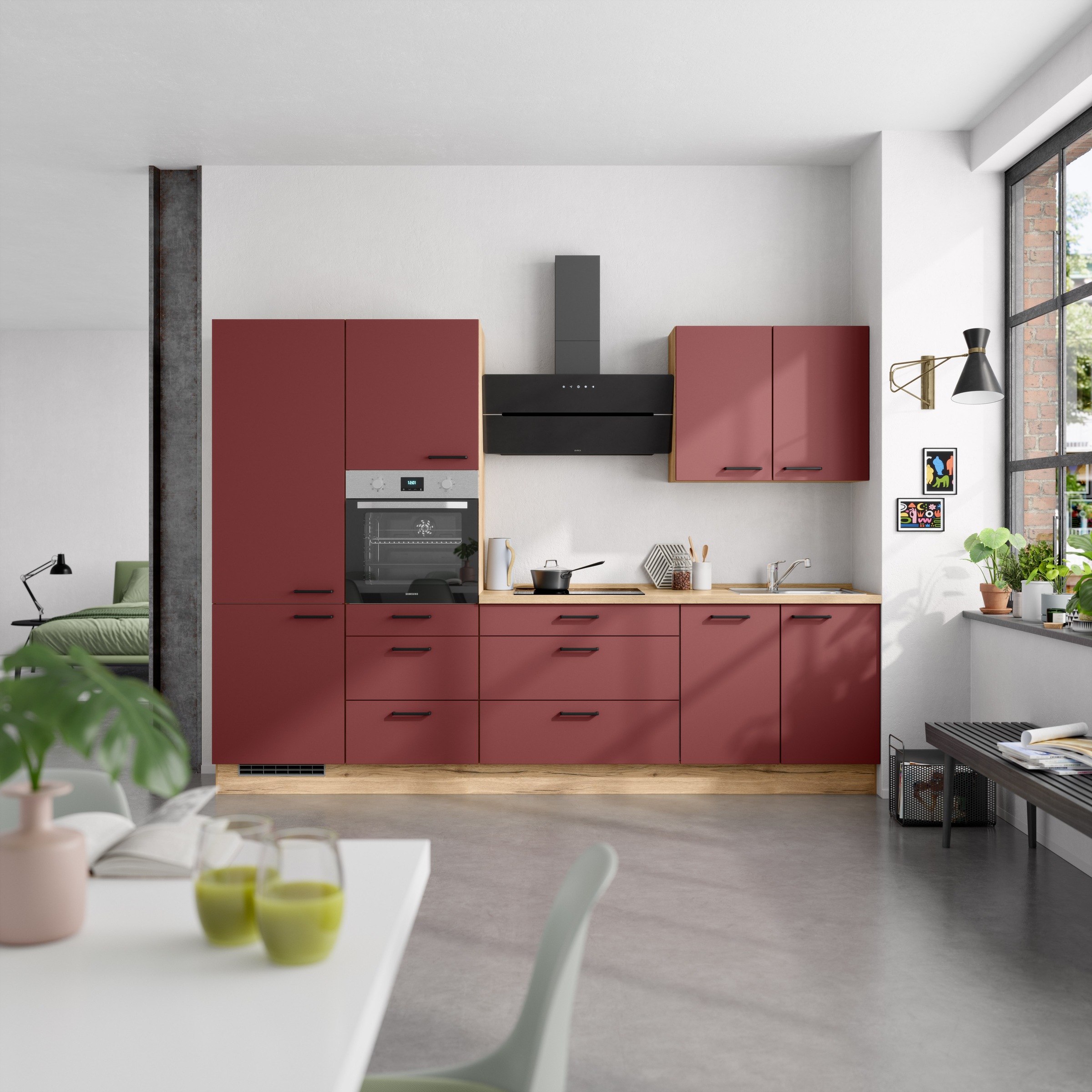 nobilia® Küchenzeile »"Easytouch II"«, vormontiert, Ausrichtung wählbar, Breite 300 cm, wahlw. mit E-Geräten