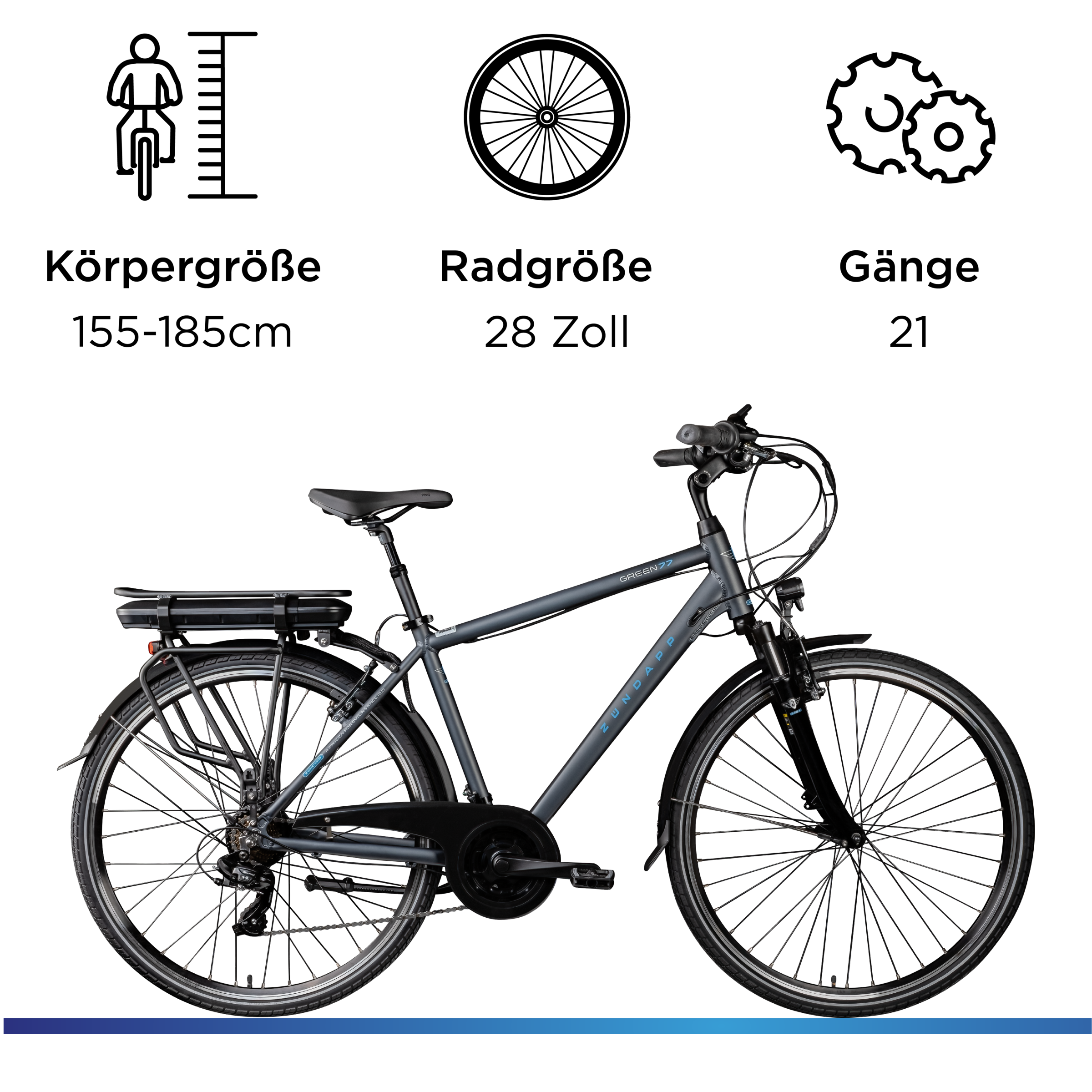 Zündapp »Green 7.7 Herren« 21 Gang Shimano Tourney Schaltwerk Kettenschaltung Heckmotor 250 W Pedelec, Elektrofahrrad für Damen u. Herren