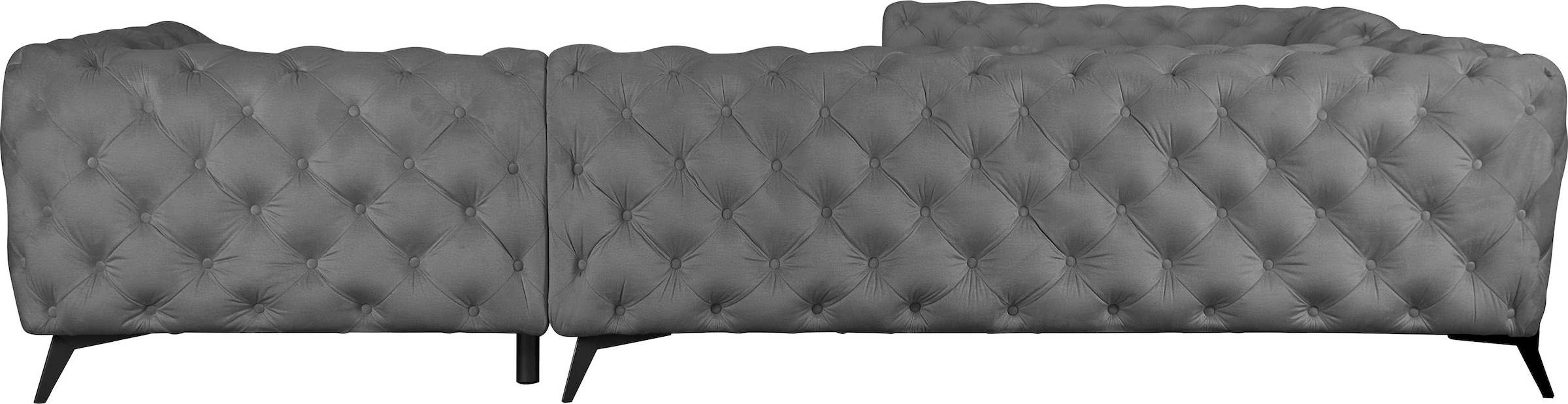 Leonique Chesterfield-Sofa »Amaury L-Form«, großes Ecksofa, Chesterfield-Optik, Breite 323 cm, Fußfarbe wählbar