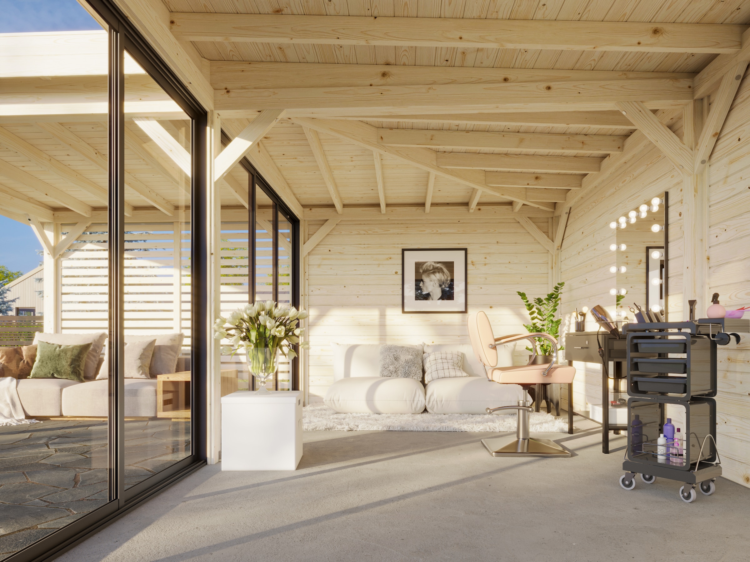 Palmako Gartenhaus »Lenna 24,9 m², Set 714 Slide Plus«