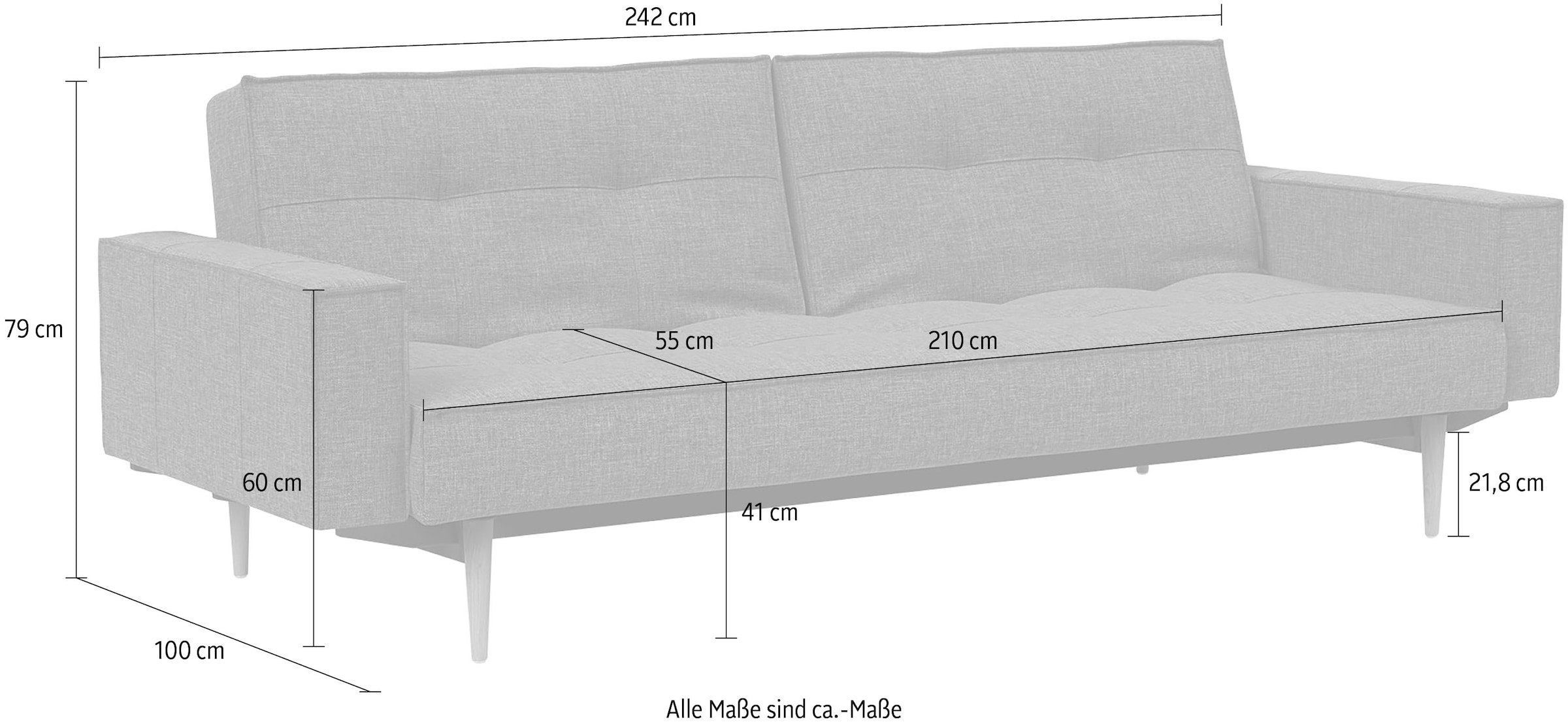 INNOVATION LIVING ™ Sofa »Splitback«, mit Armlehne und hellen Styletto Beinen, in skandinavischen Design