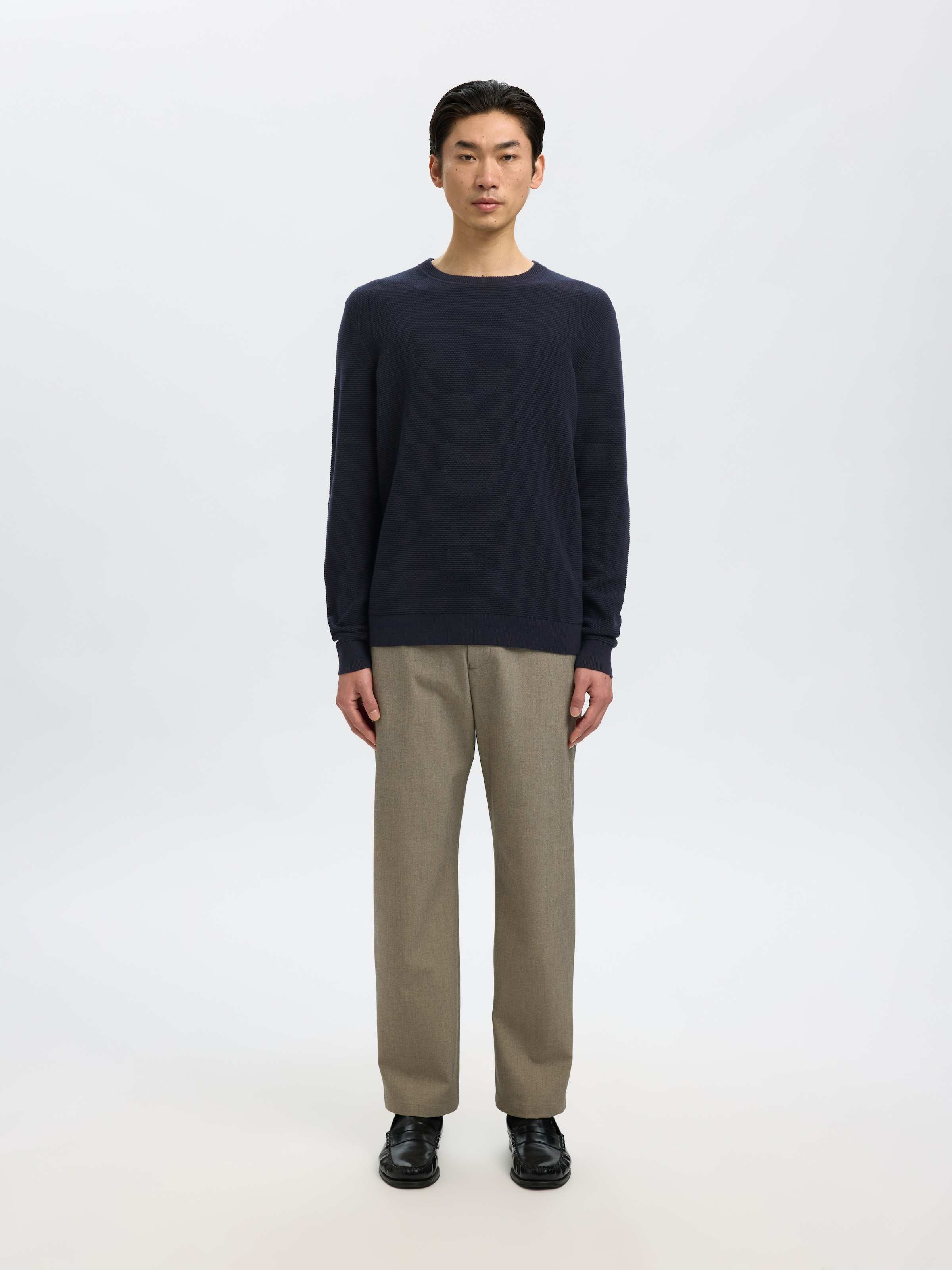 SELECTED Strickpullover »SLHROSS LS KNIT STRUCTURE CREW NECK NOOS«