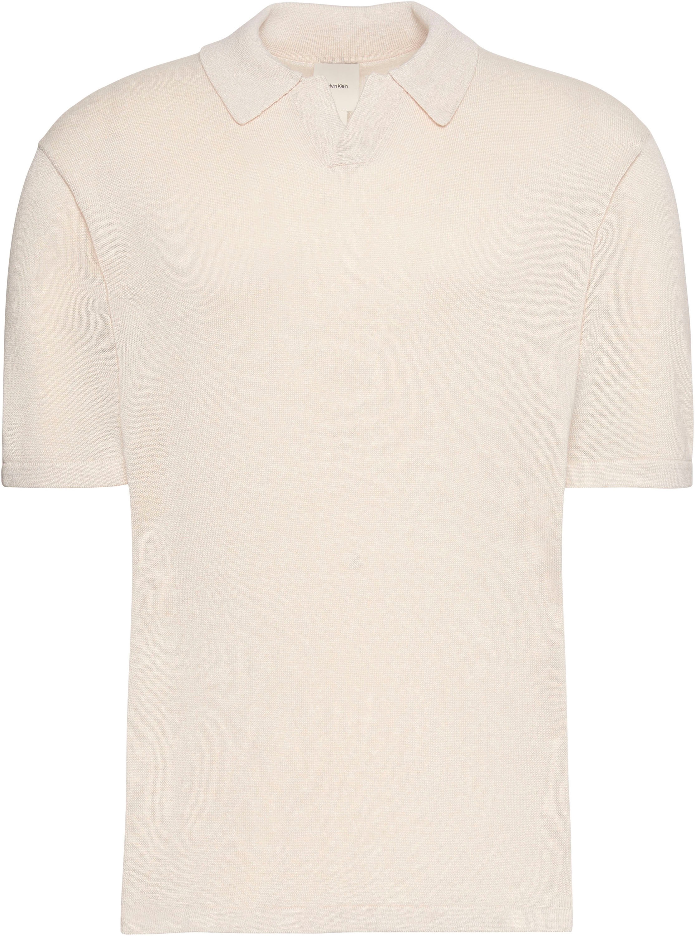 Calvin Klein Kurzarmpullover Feinstrick aus Leinenmix, Regular Fit, Polokra günstig online kaufen