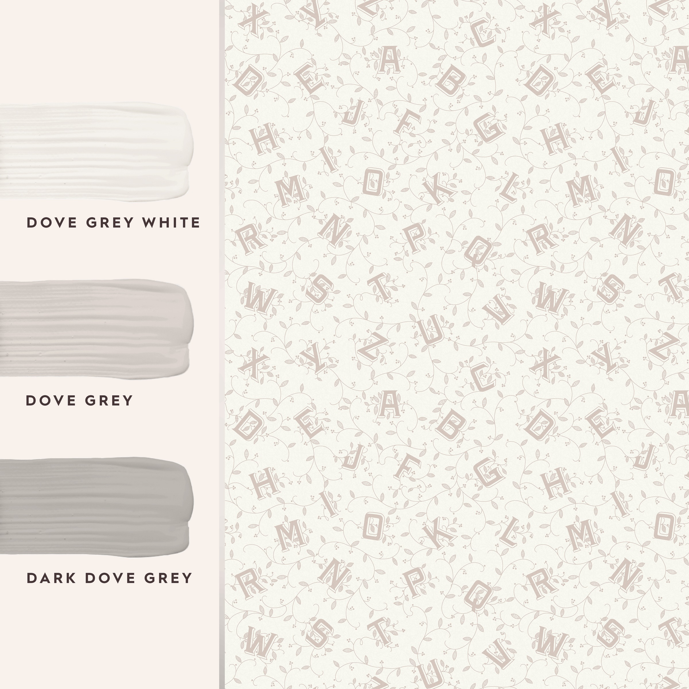 LAURA ASHLEY Vliestapete »Alphabet Dove Grey«, floral, 10mx52cm