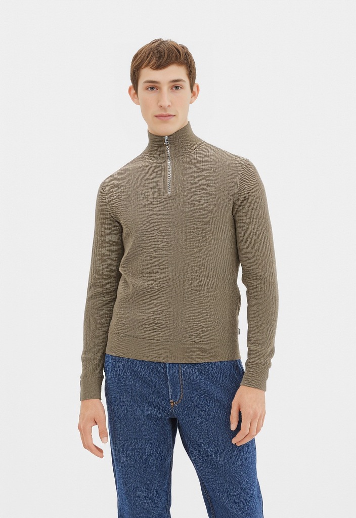 ONLY & SONS 1100000002199 "ONSPHIL REG 12 STRUC HALF ZIP KNIT NOOS" Baumwollmischung, regular fit