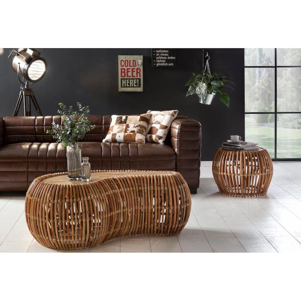 SIT Couchtisch »Rattan Vintage«, Maße (B/T/H): 60/60/45 cm, Shabby Chic, Vintage