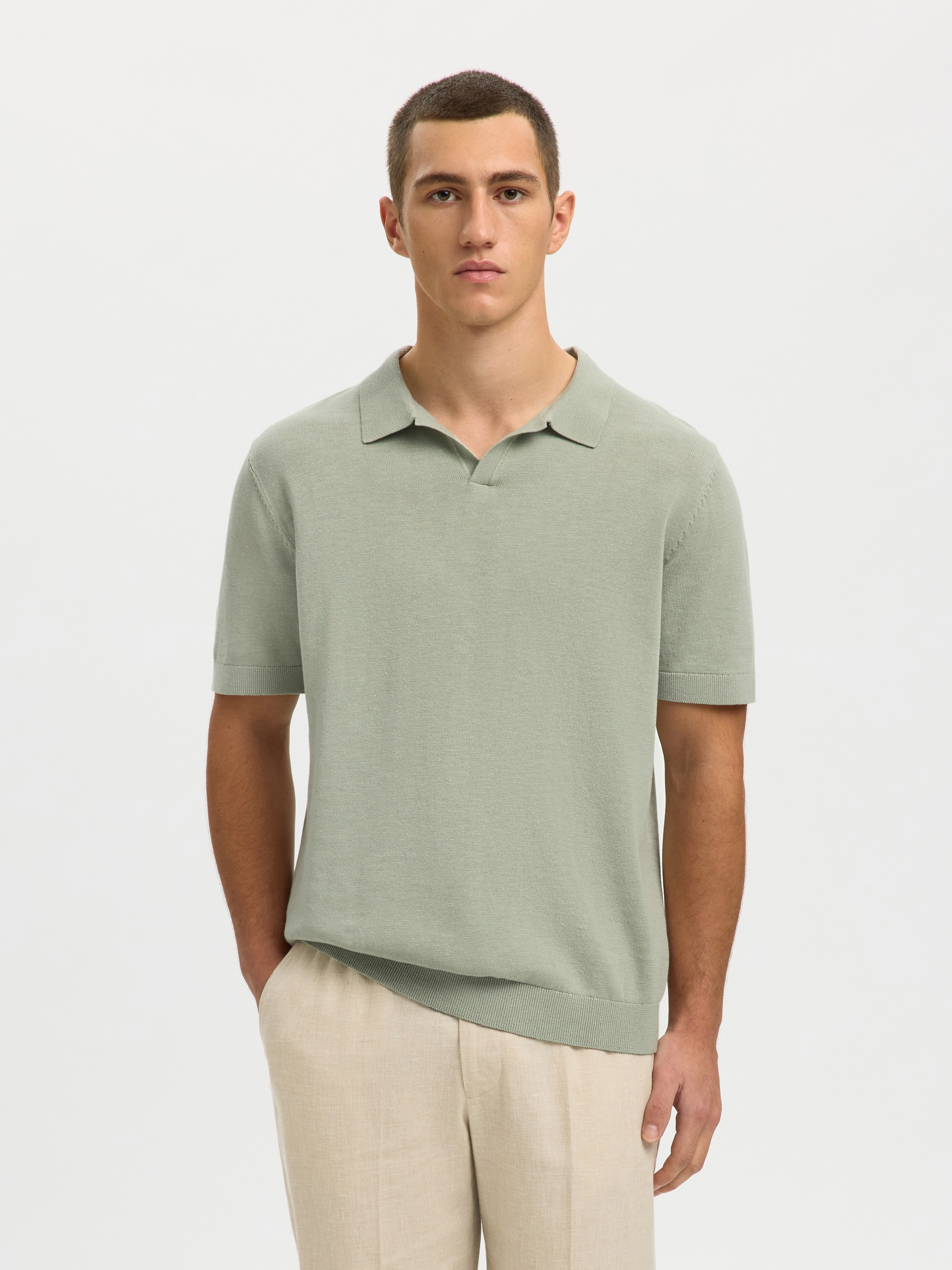SELECTED Poloshirt "SLHMATTIS SS KNIT SUN OPEN POLO NOOS" günstig online kaufen