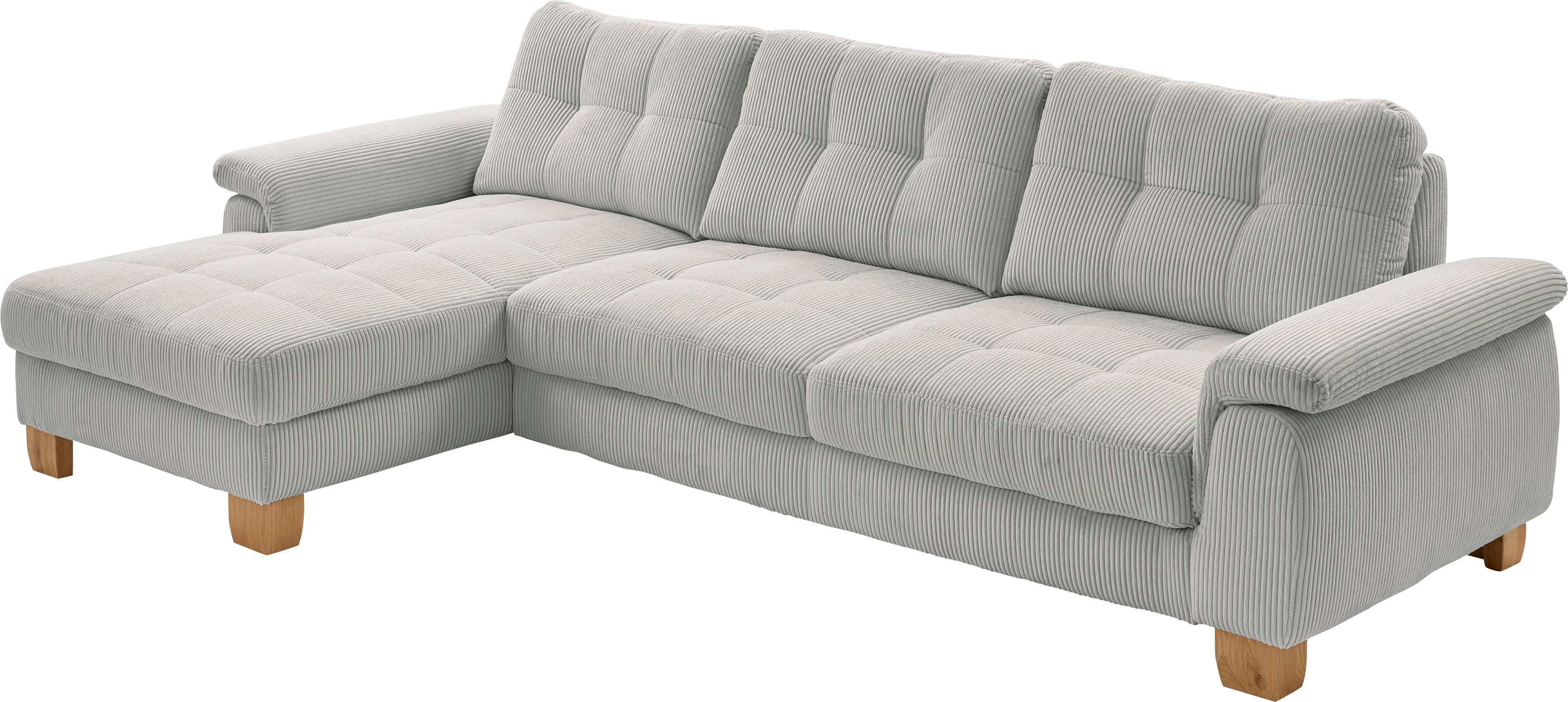 Die PlanBar Ecksofa "PP-LA19101 L-Form, Breite 316 cm" wahlweise mit Schlaffunktion und verstellbaren Kopfstützen, in Cord
