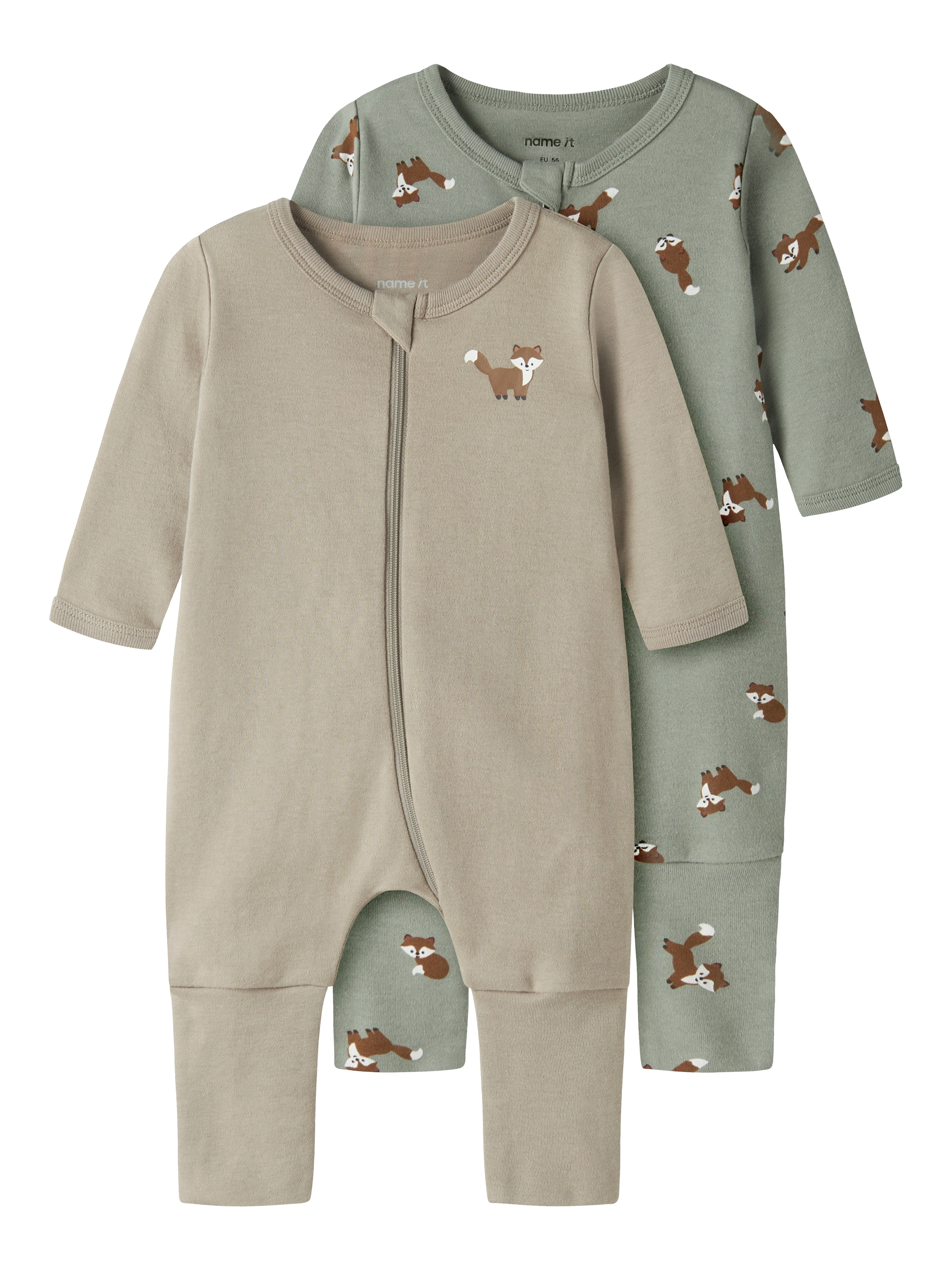 Name It Schlafanzug »NBMNIGHTSUIT 2P ZIP FF FOX NOOS« Packung, 2 tlg. zweiteiliges Set, aus Baumwolle, bequeme Passform, pflegeleicht